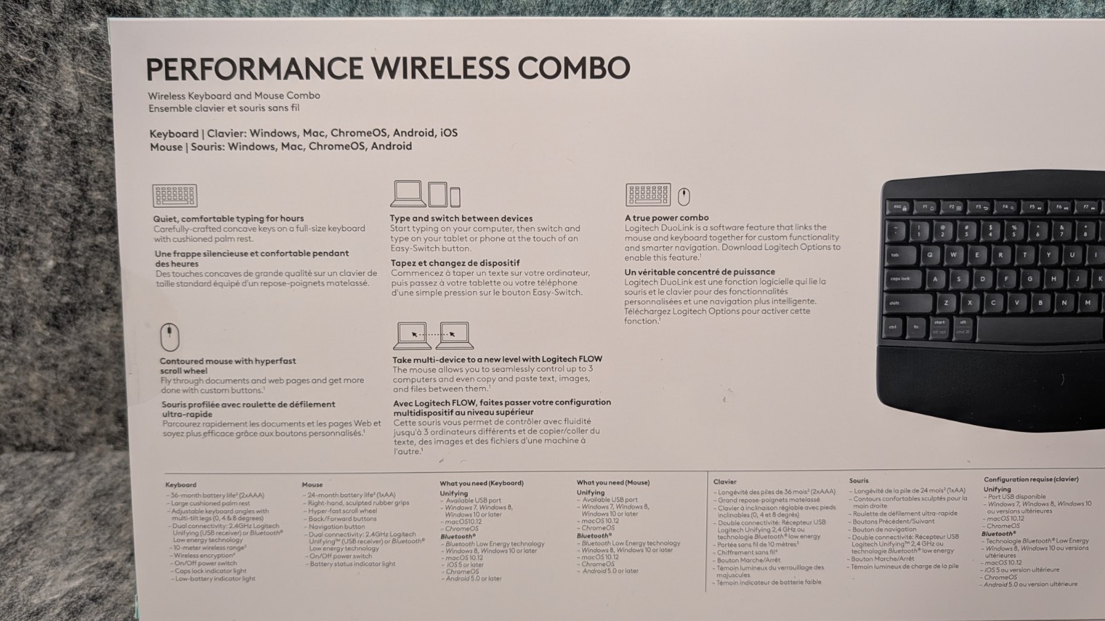 Logitech MK850 Performance Wireless Keyboard Mouse Combo Unifying USB K850 M720