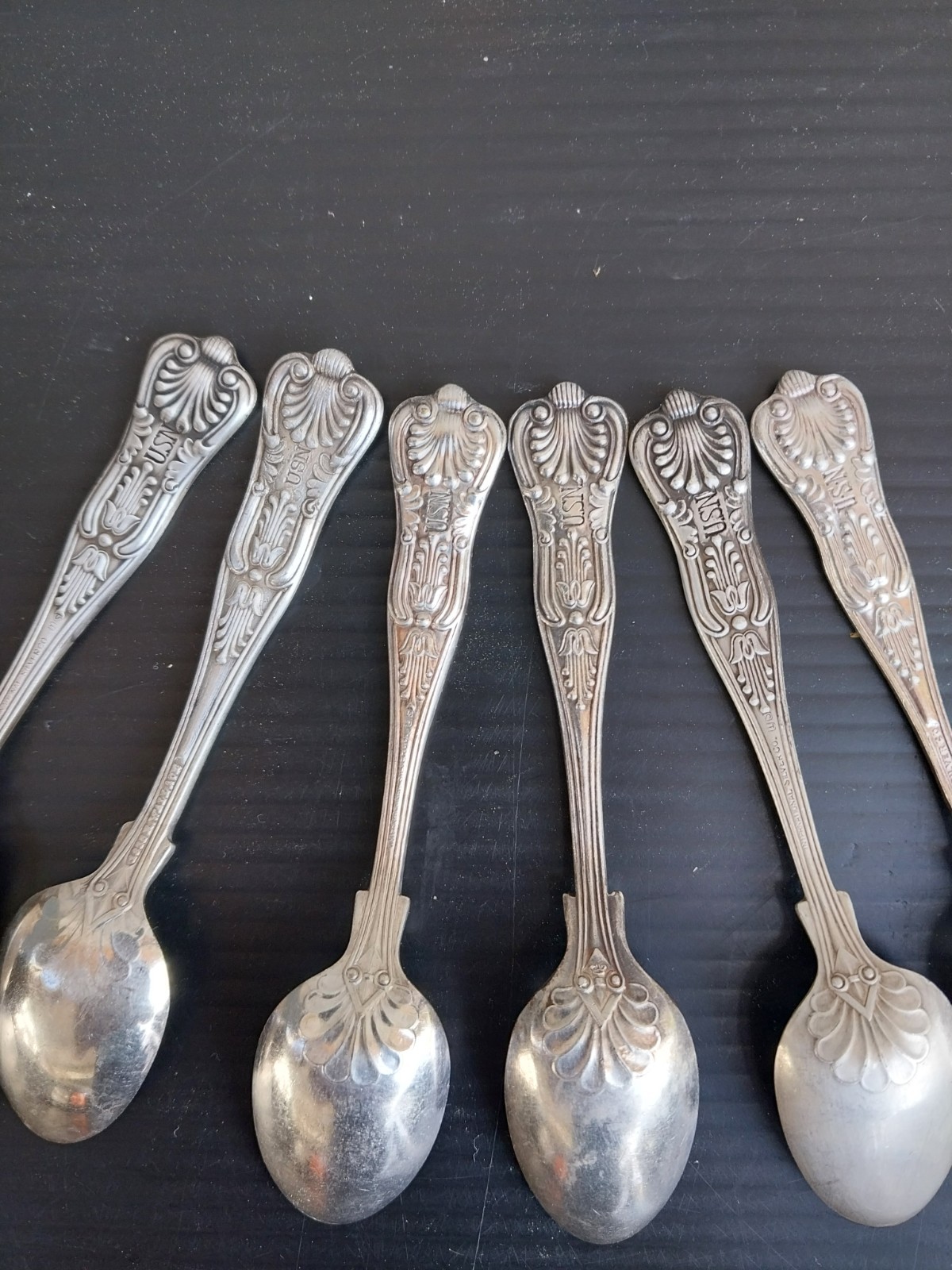 Six U.S.N. Naval Officer Wardroom Demi Spoons c 1930's