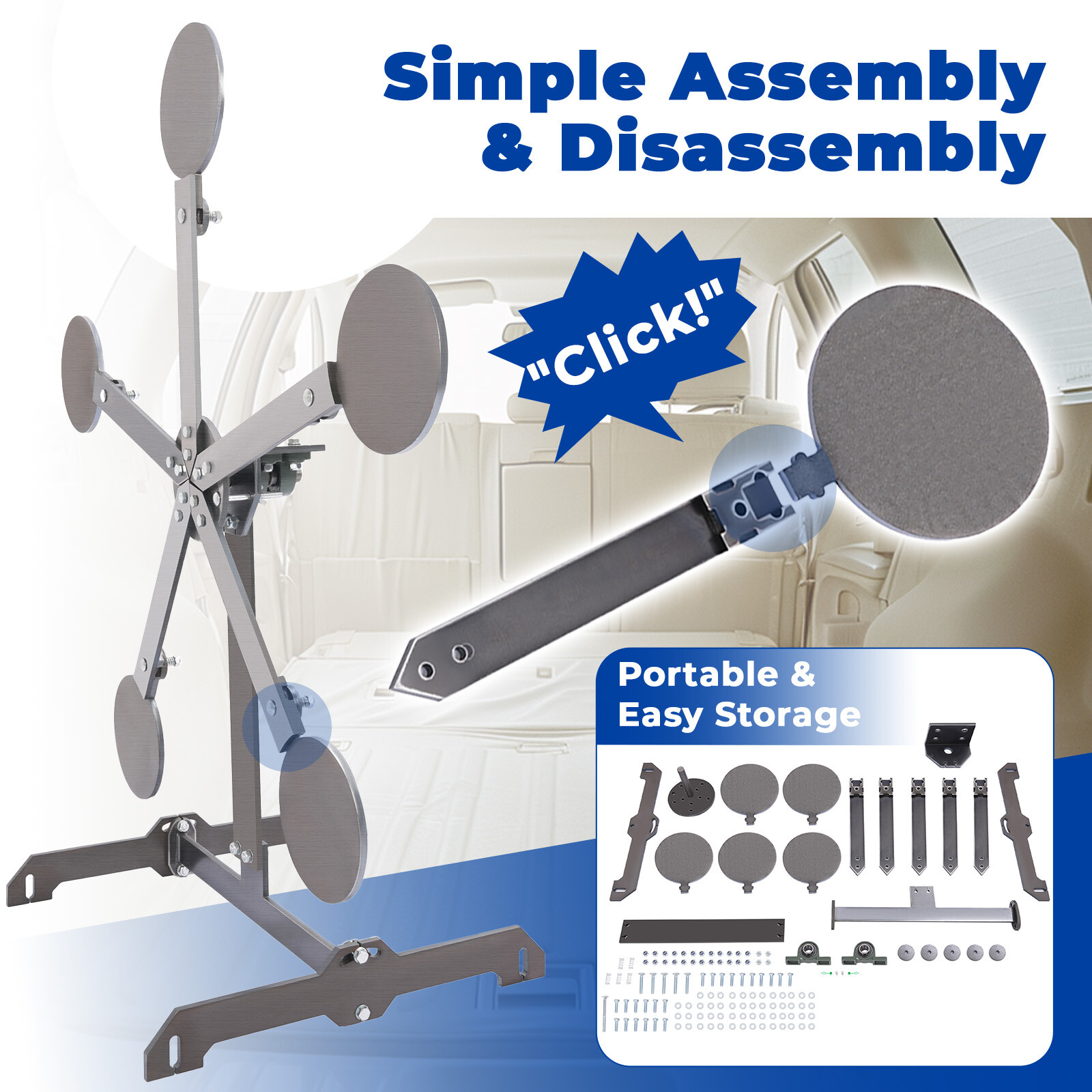 8" inch Portable Paddles Star Reactive Shooting Target Q235 Steel, No Welding