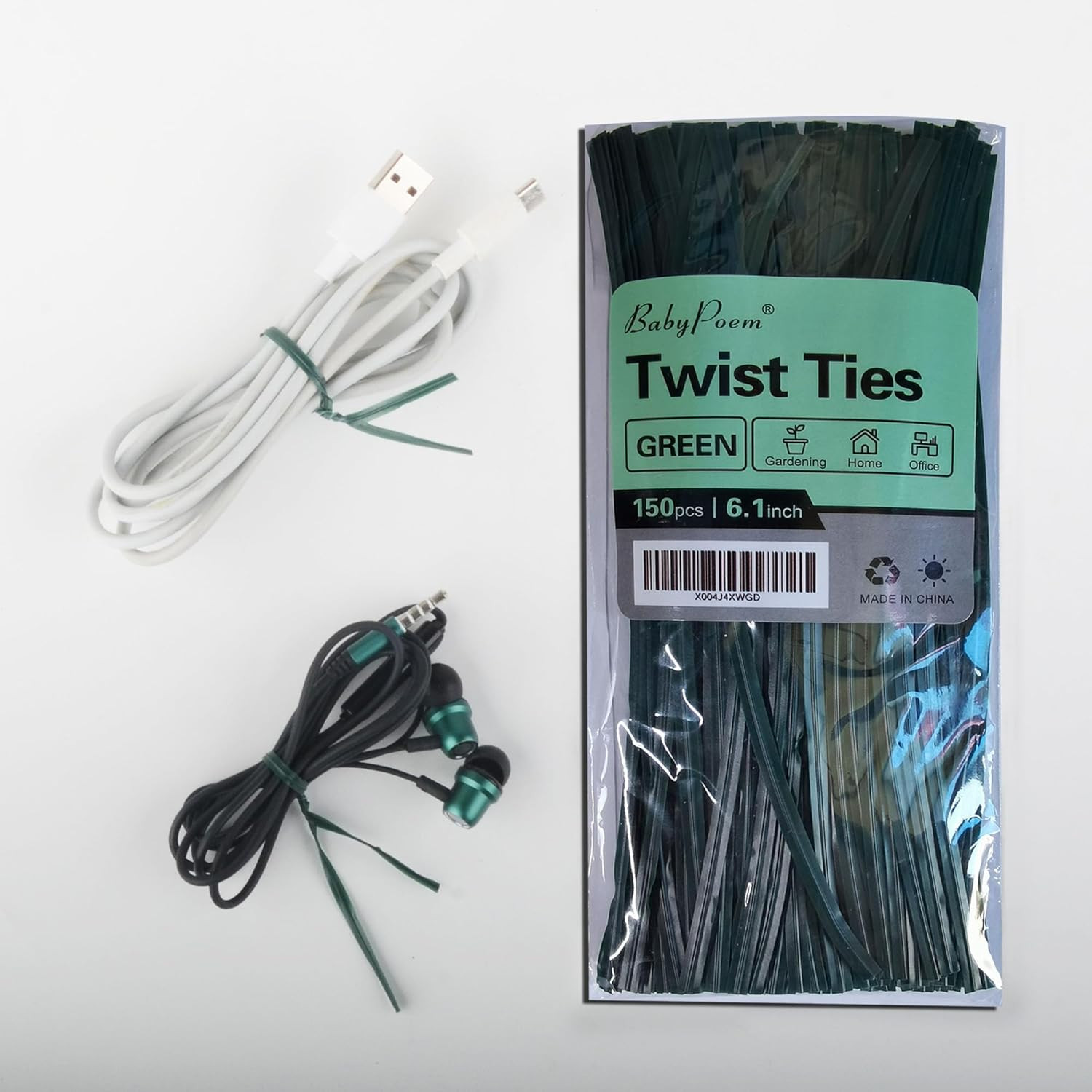 Twist Ties, 150 PCS, 6.1 Inches, Bread Ties, Green, Reusable, for Bags, for Gard