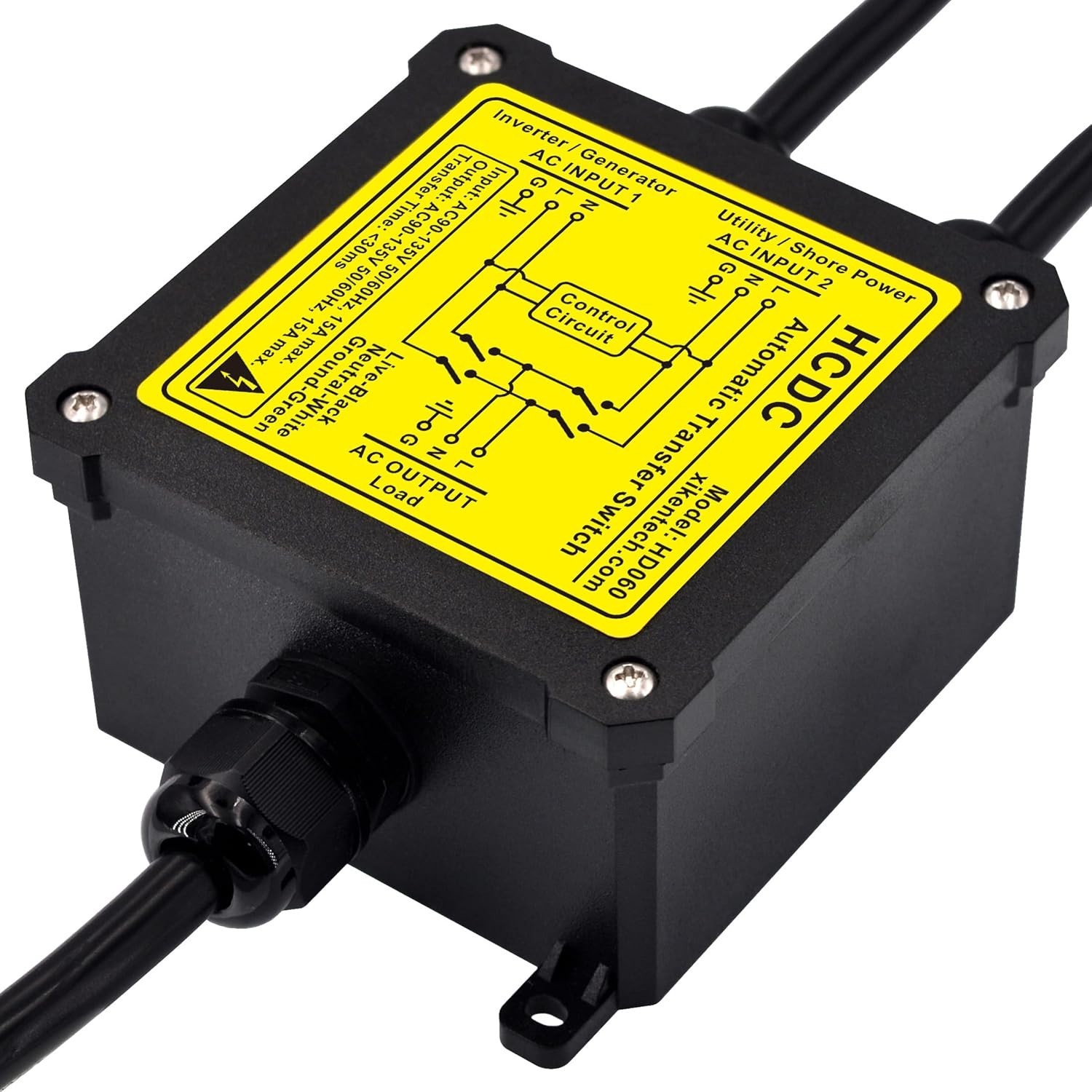 AC120V 15Amp Automatic Transfer Switch, ATS Auto Transfer Switch, HD060 - NIB