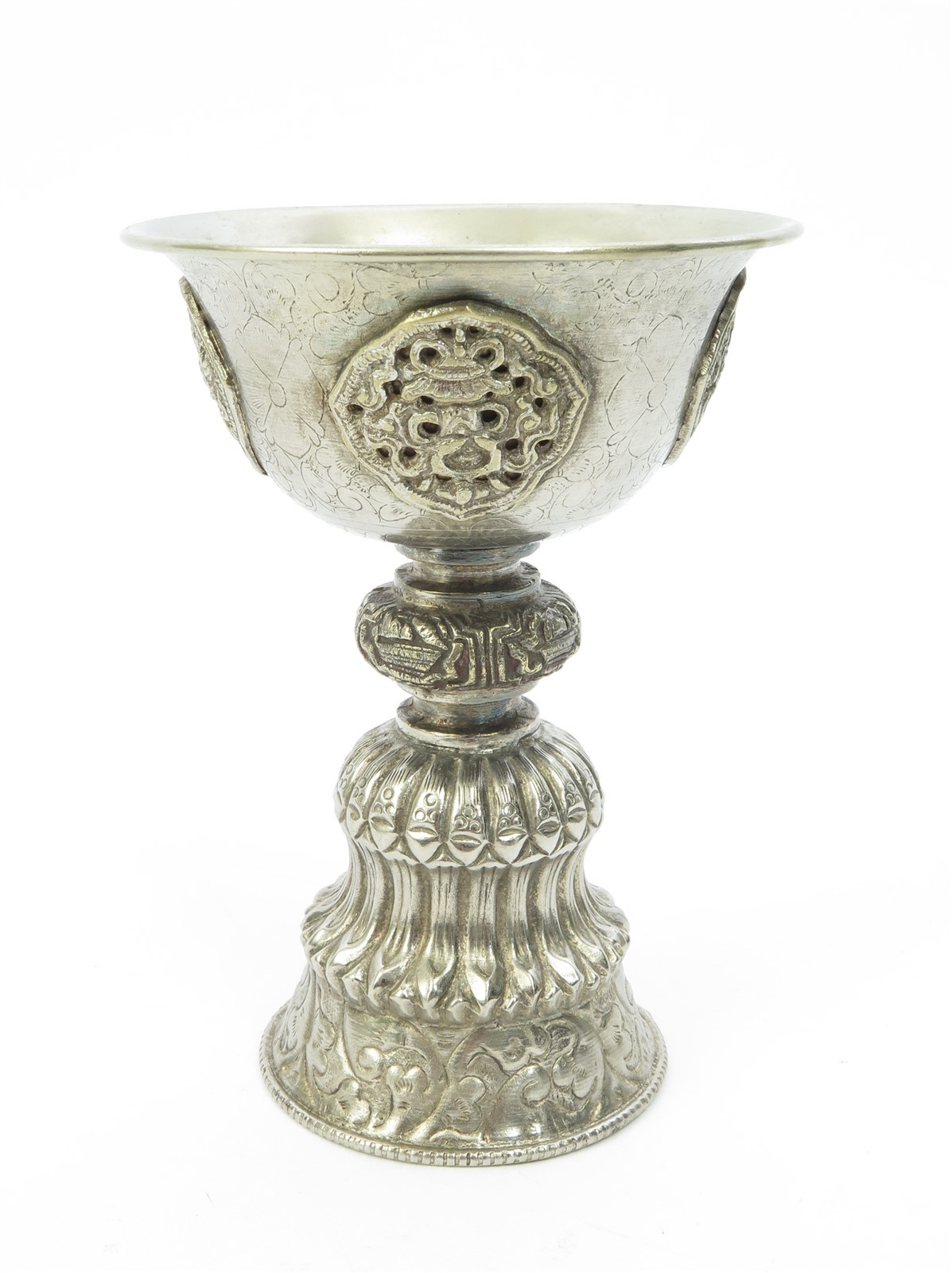 Estate Tibetan Buddhist Yak Butter Lamp 5.75" tall, 4.25" Diameter