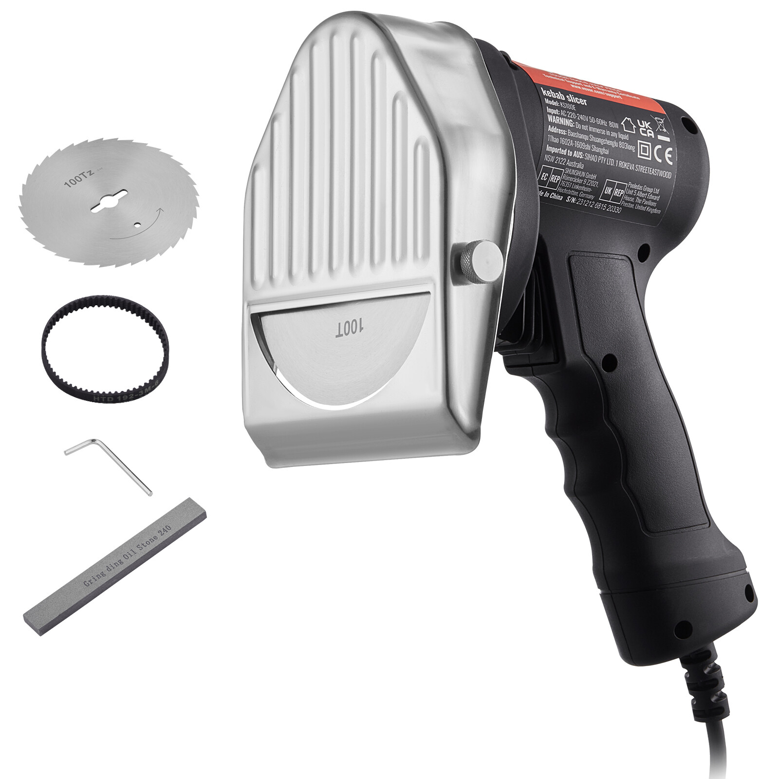 VEVOR Electric Kebab Slicer Cutter 80W Meat Gyro Knife Doner Shawarma w/2 Blades