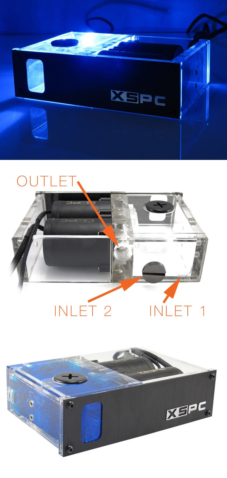 XSPC Twin X2O 420 Single Bayres/Pump  fits 5.25 bay 5060175585875