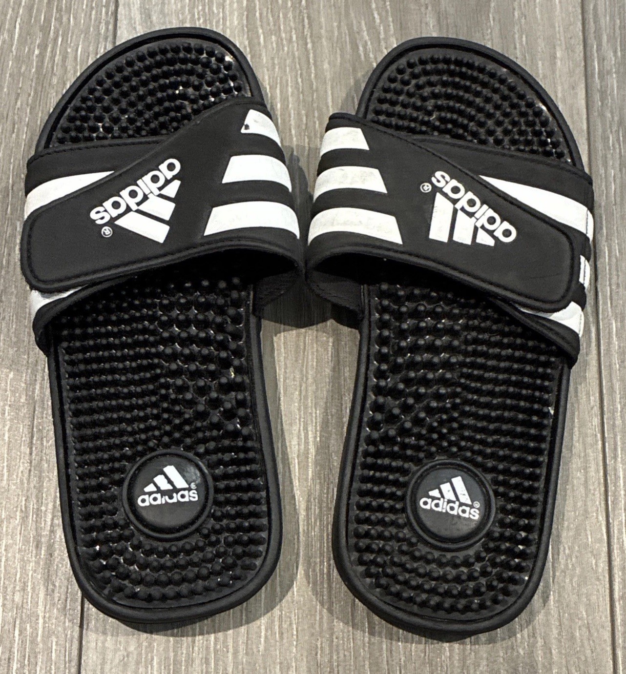 Adidas Youth Adissage Slides Sandal Black/White/Black Boys Size 4