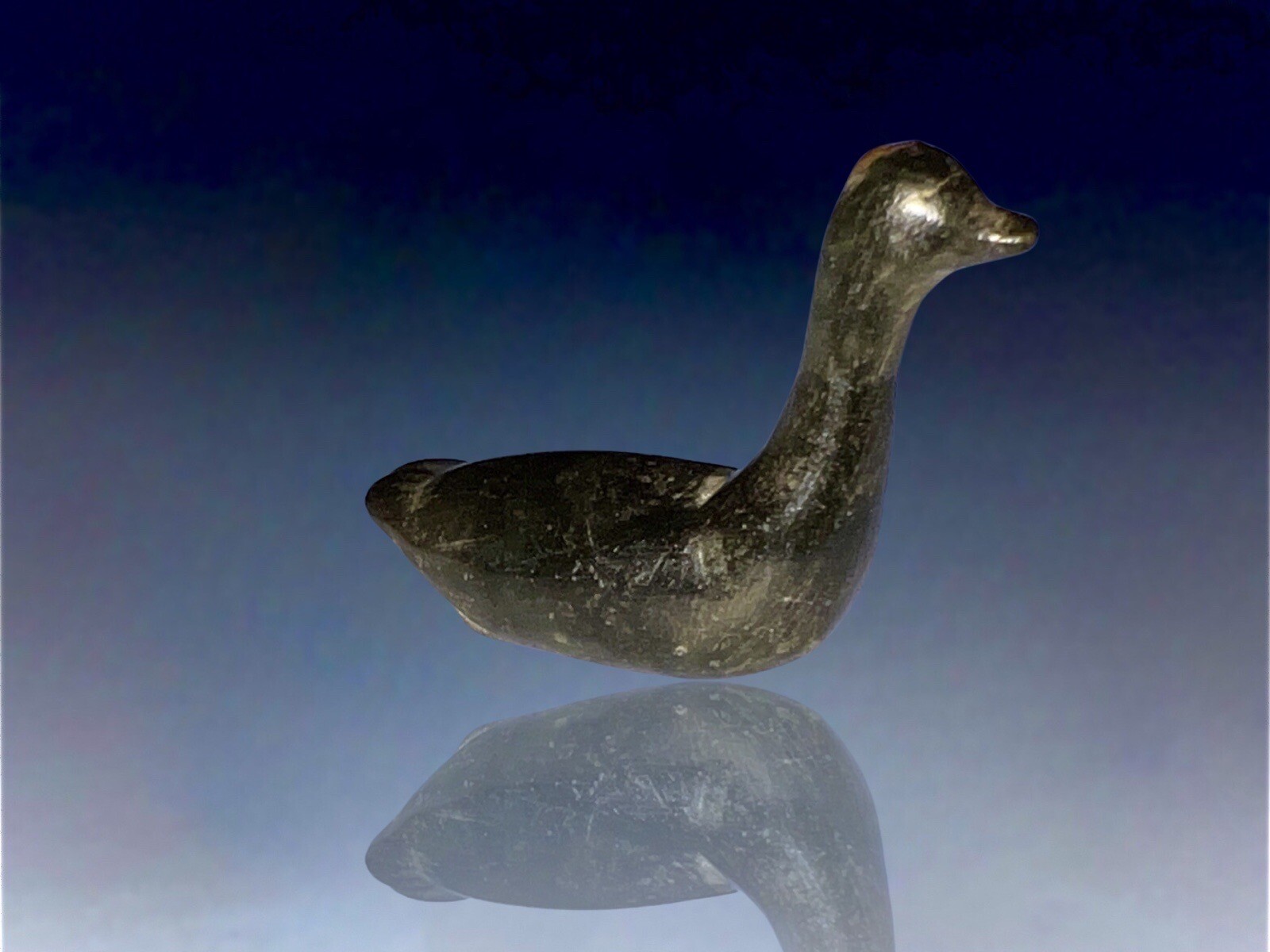 19th Century Inupiat Inuit Carved Stone Hunting Loon Effigy / Fetish