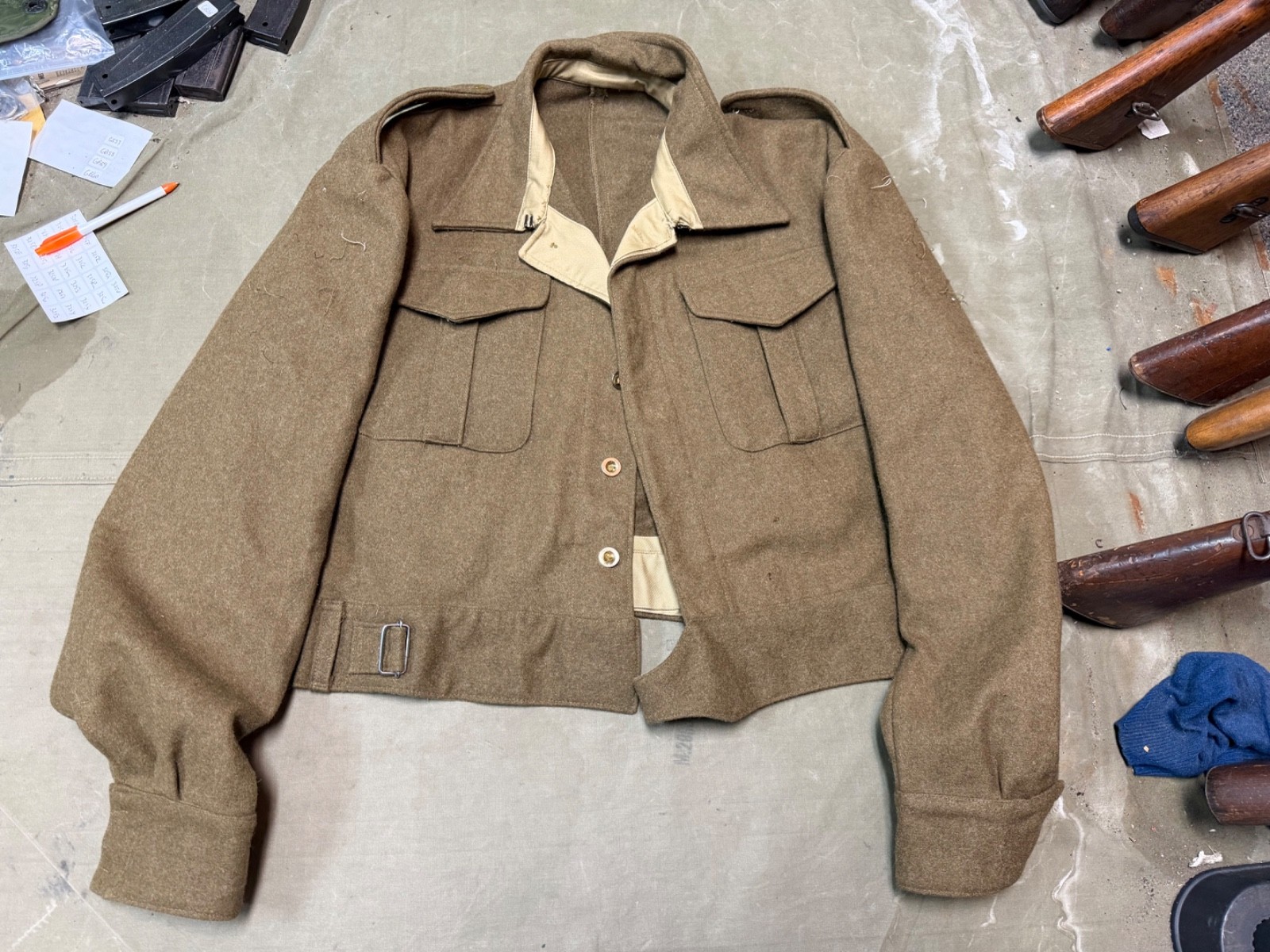 WWII BRITISH ARMY P1937 P37 WOOL BATTLEDRESS FIELD JACKET-SIZE 2XLARGE
