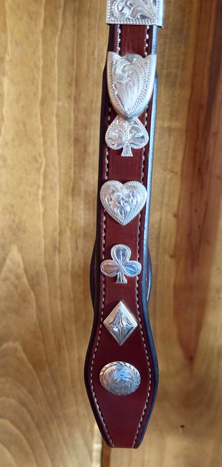 EXQUISITE Sterling SILVER Card Suit FIXED EAR HEADSTALL By TONY Of NEVADA