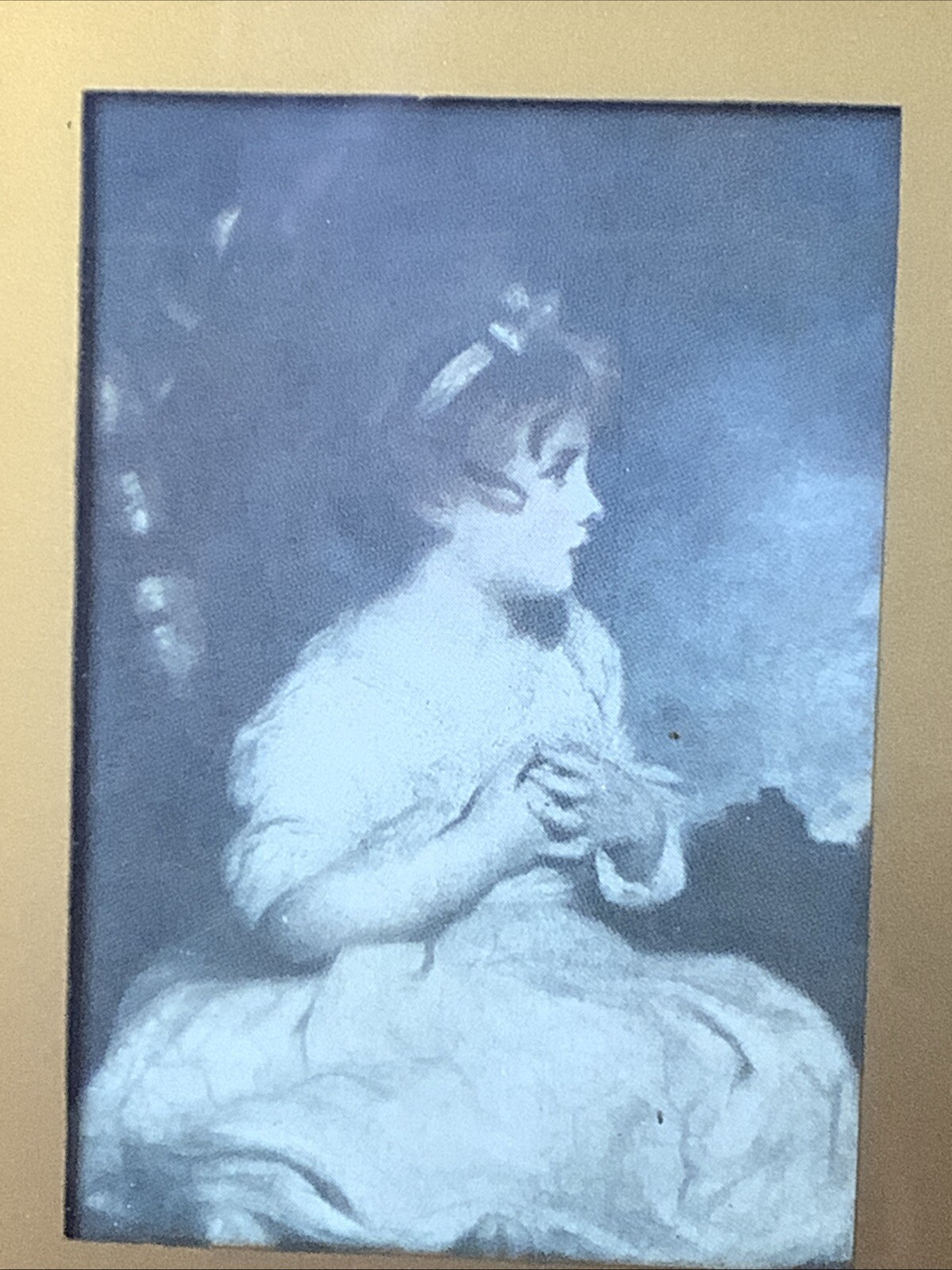 Boy With A Rabbit “ Innocence Of A Child” 7x 6" Gold Ornate Framed Set Of 2 Vtg