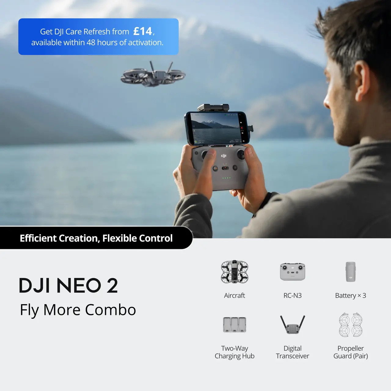 DJI Neo 2 Fly More Combo RC-N3 Remote with 3 Batts + Charging Hub *USA In Stock*