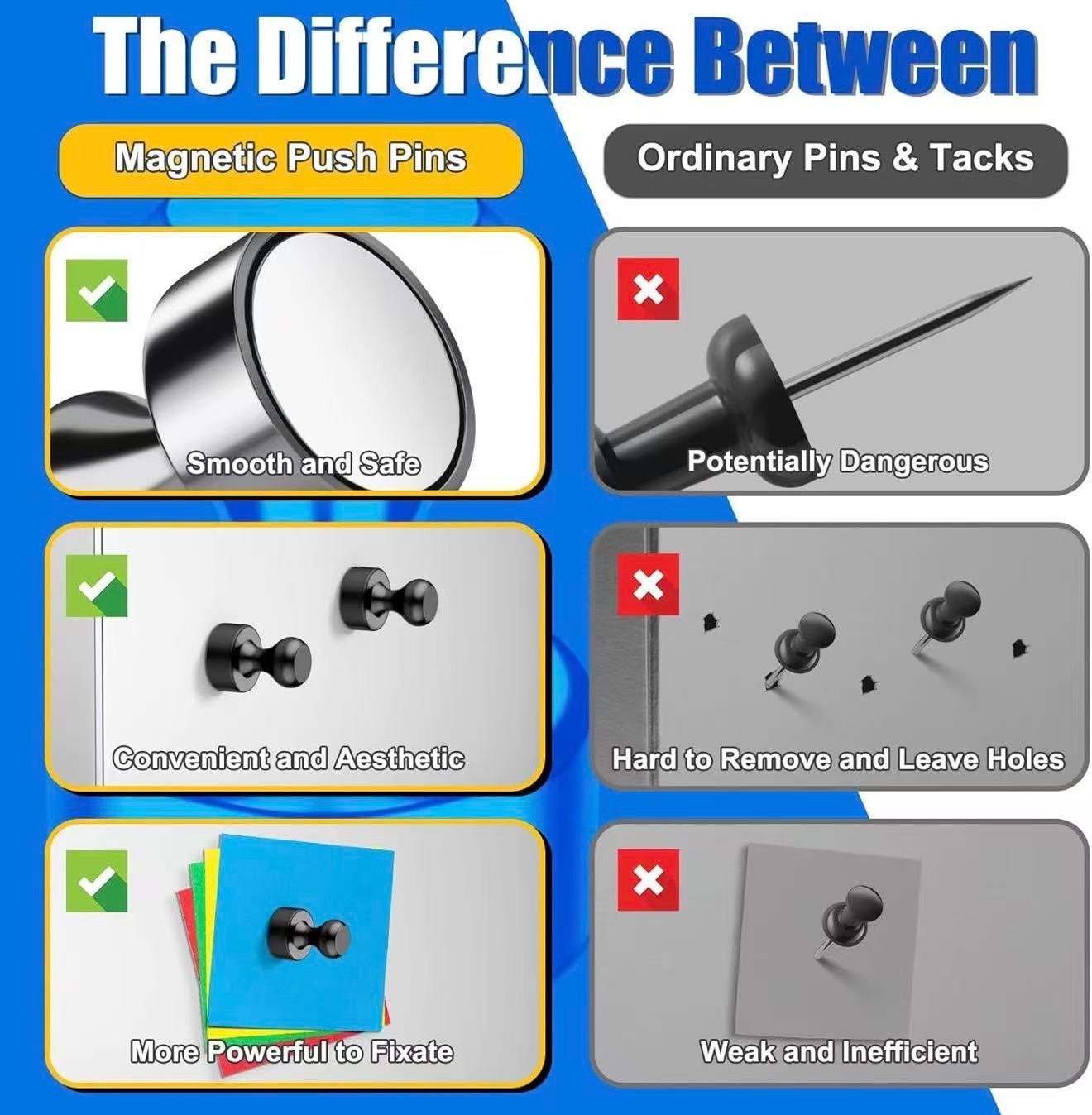 Strong Whiteboard Magnets, Tiny Cute Magnetic Push Pins for Refrigerator,56pcs