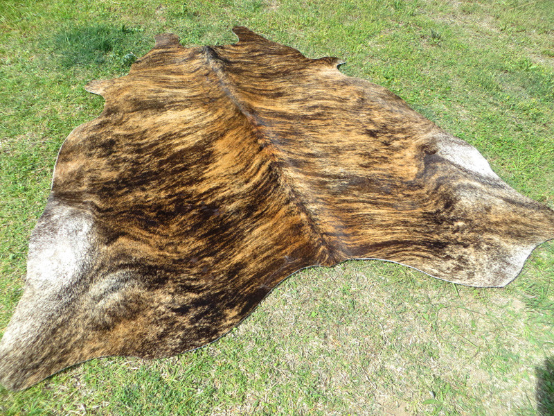 HUGE ! 8x7 GENUINE ! BRINDLE CARAMEL Cowhide Rug natural Cowhides Cow Hide Skin