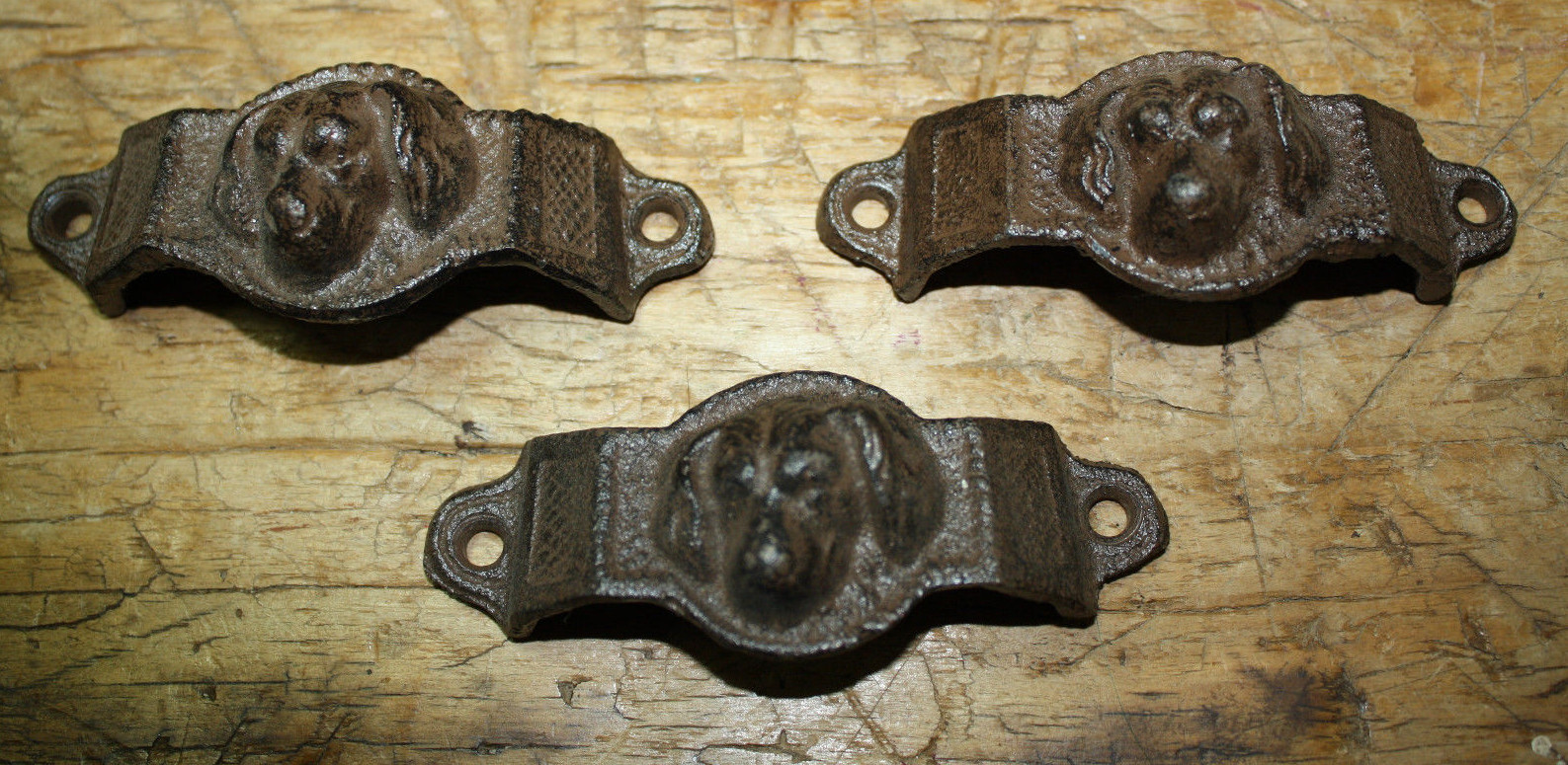 2 Cast Iron Antique Victorian Style DOG Drawer Pull, Barn Handle, Door Handles
