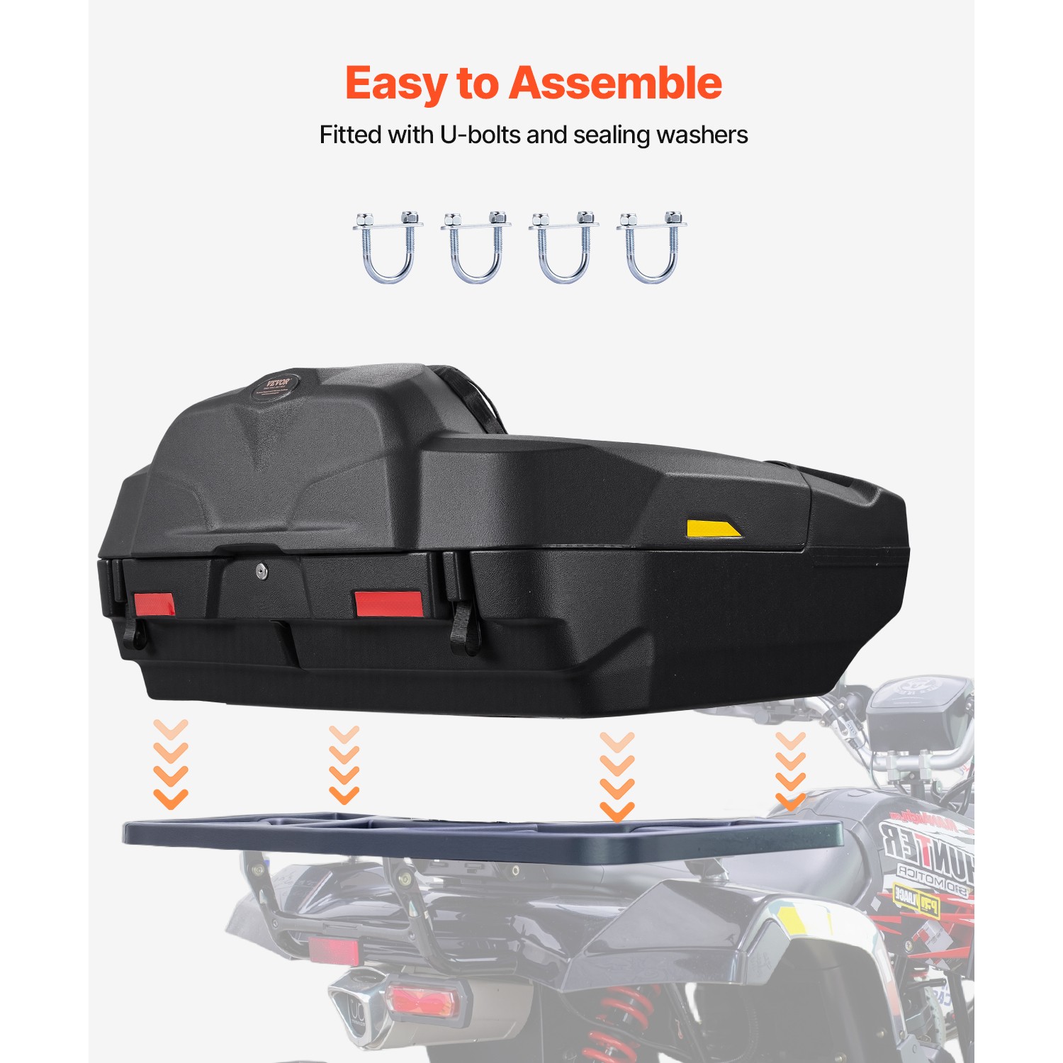 75L ATV Rear Trunk Cargo Storage Box Rack Luggage Case for UTV Can-am Universal