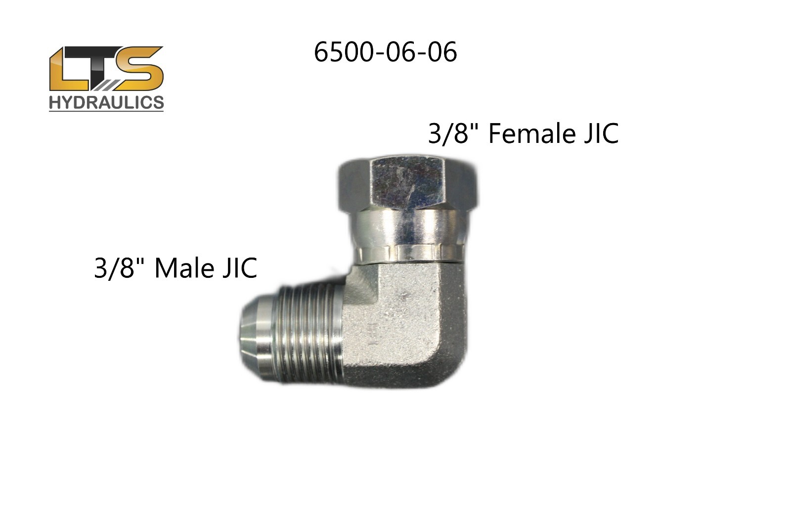 3/8" Male JIC x 3/8" Female JIC Swivel 90° Steel Adapter 6500-06-06