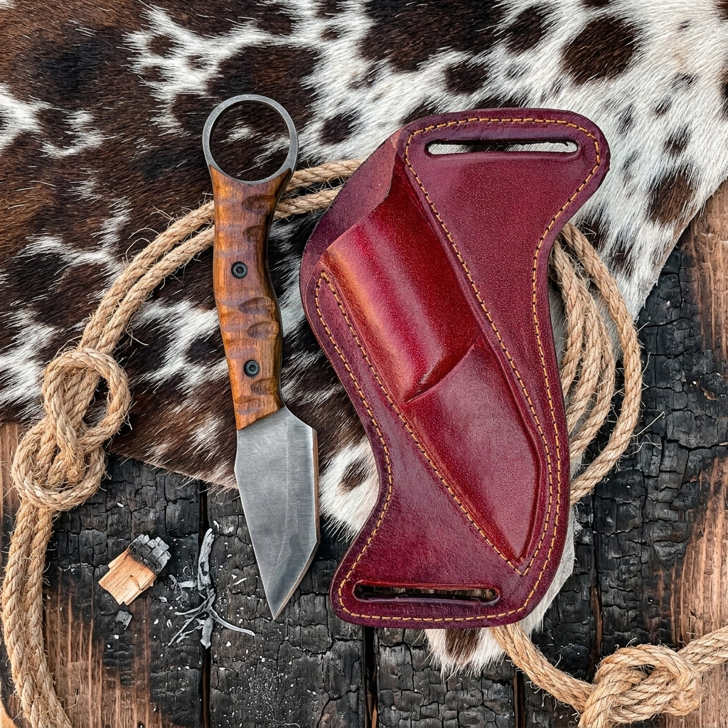 Handmade Fixed Blade Hunting Knife with Sheath, EDC Outdoor Bushcraft Knife