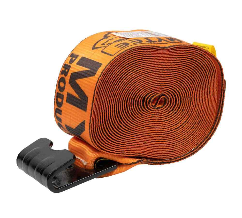 (10 Pack) 4" x 30' Winch Strap with Flat Hook - High Abrasion Orange