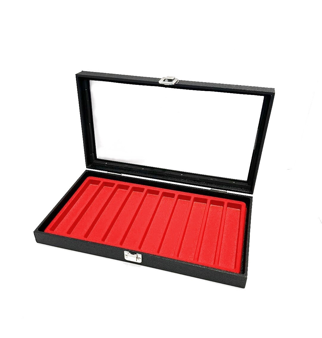 10 Slot Pocket Knife Display Case Storage Organizer, Red