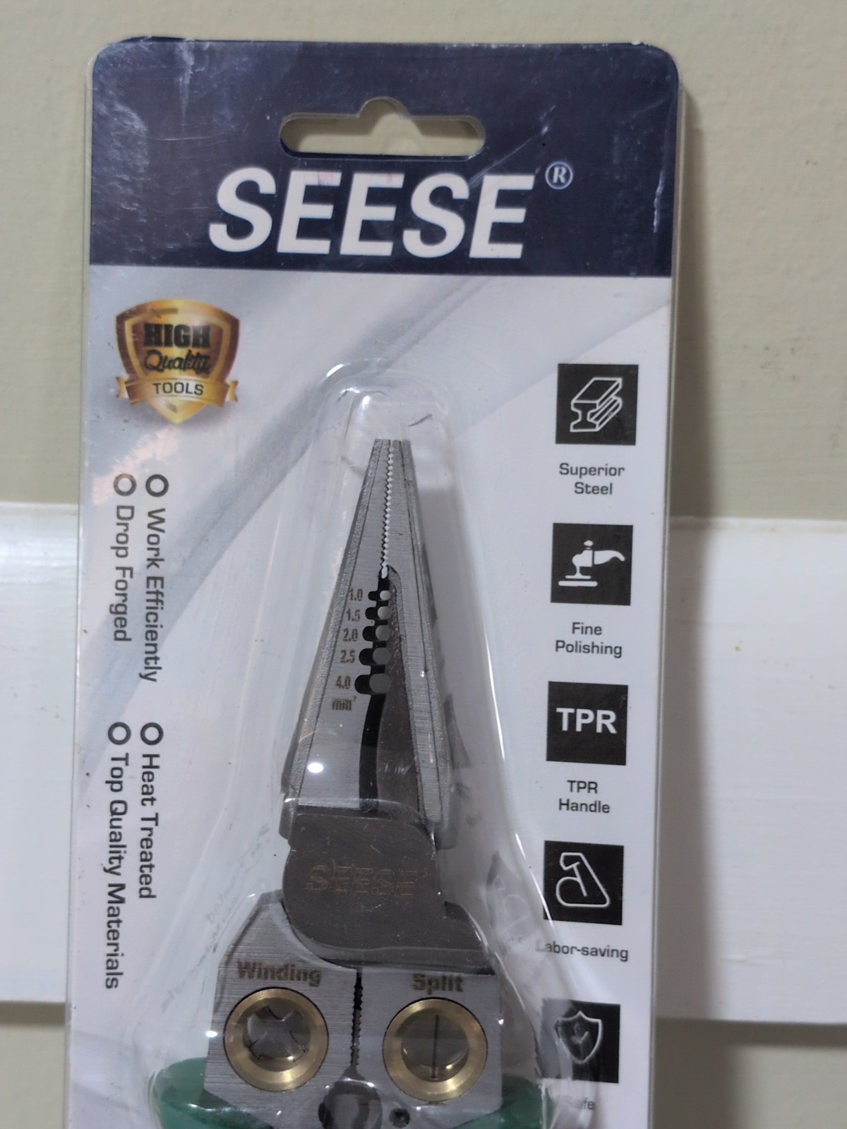 Seese 8 in 1 Stainless Steel Electrician Pliers w/ Electroprobe - Green - NEW