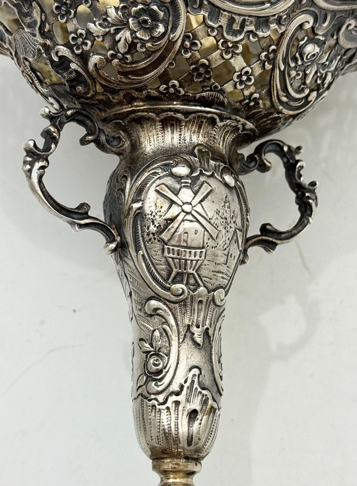 Pair German 800 Silver FIGURAL COMPOTES 26 oz