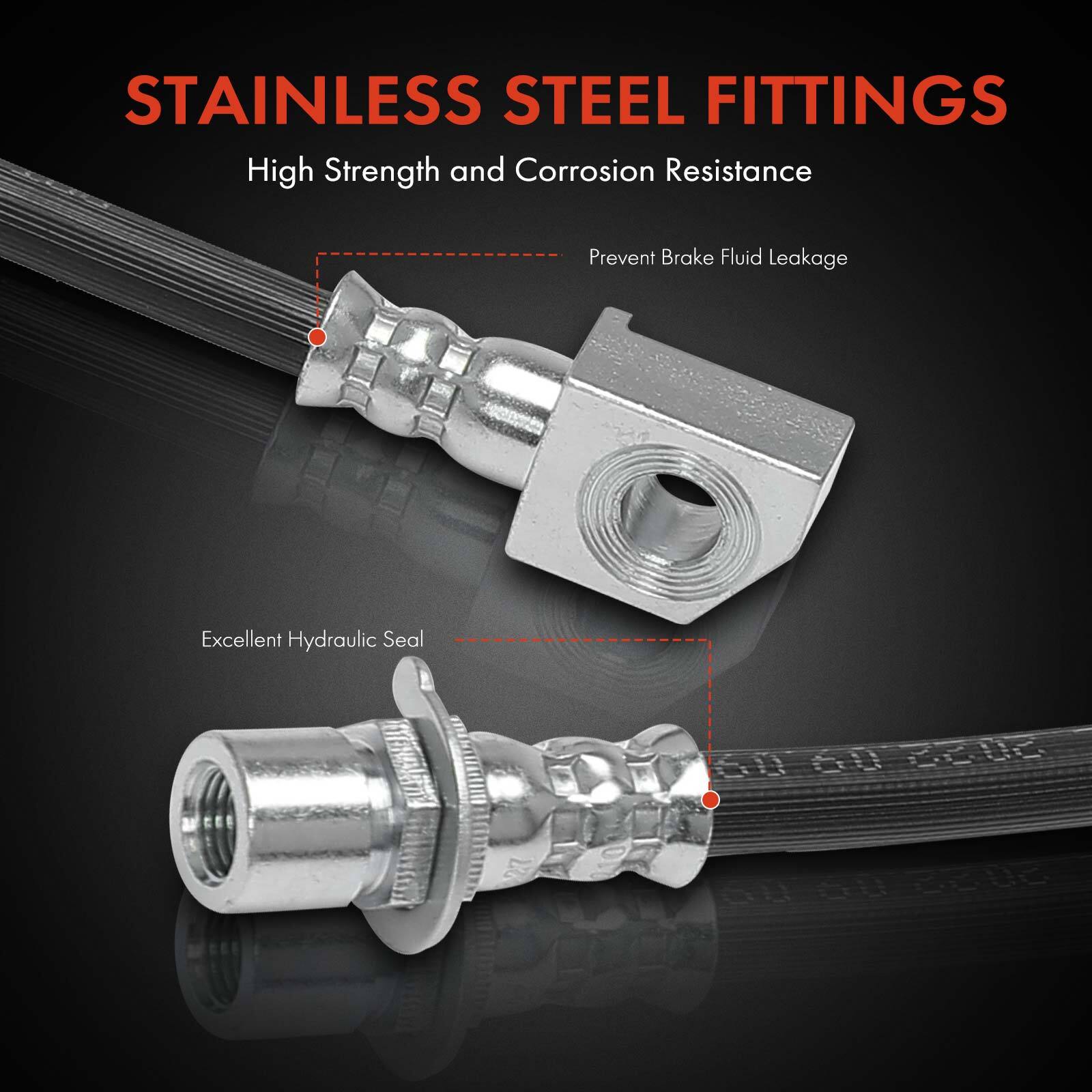 2Pcs Front Left and Right Brake Hydraulic Hose for Ford F-150 2010 2011 Exc. SVT