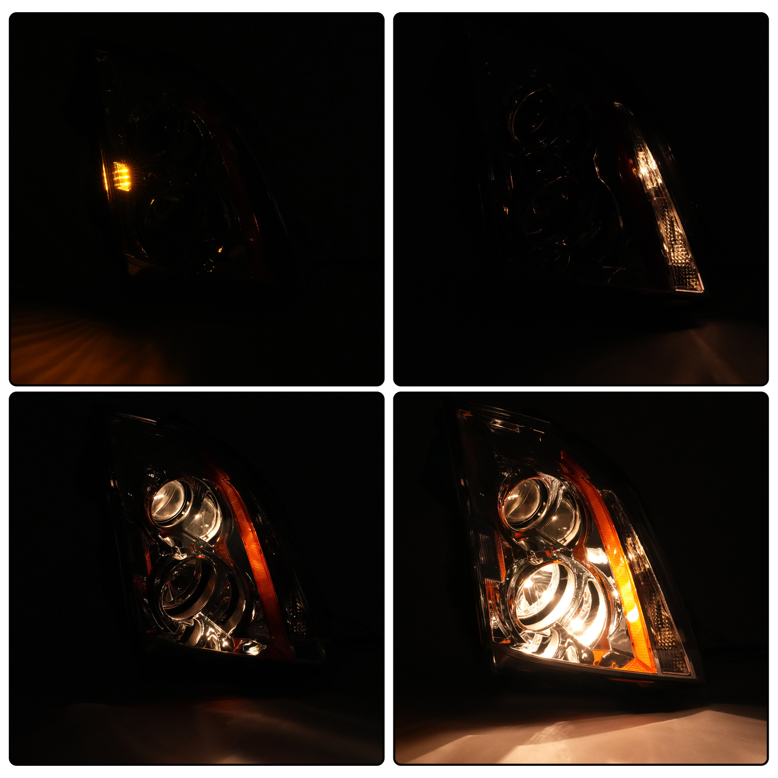 HECASA Halogen Pair Headlight For Cadillac CTS 08-15 Left and Right With Bulbs