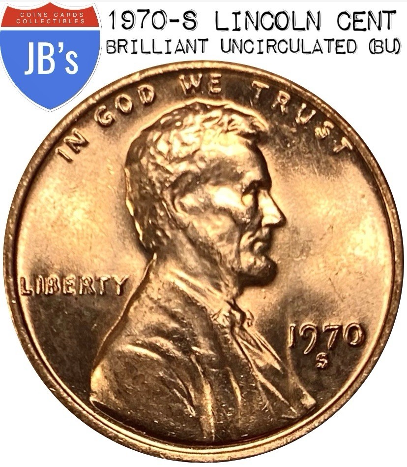 1970-S Large Date Lincoln Memorial Cent Penny - BRILLIANT UNCIRCULATED (BU)