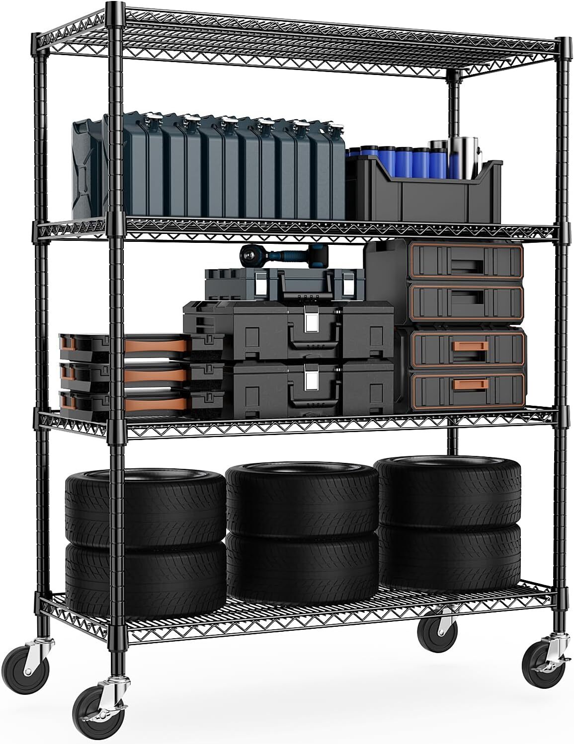 Heavy Duty 4-Tier Industrial Metal Shelves Garage Shelving Rack 53W*23D*74H