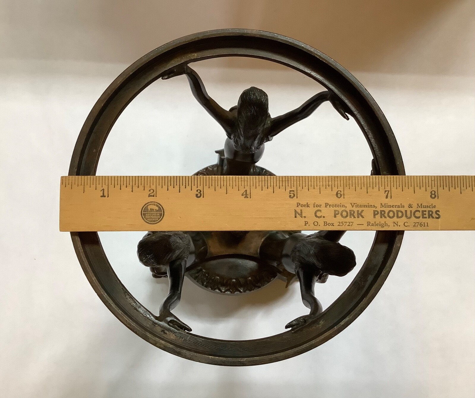 Nouveau Neoclassical Bronze Three Graces Centerpiece Orb or Bowl Stand Koi Feet