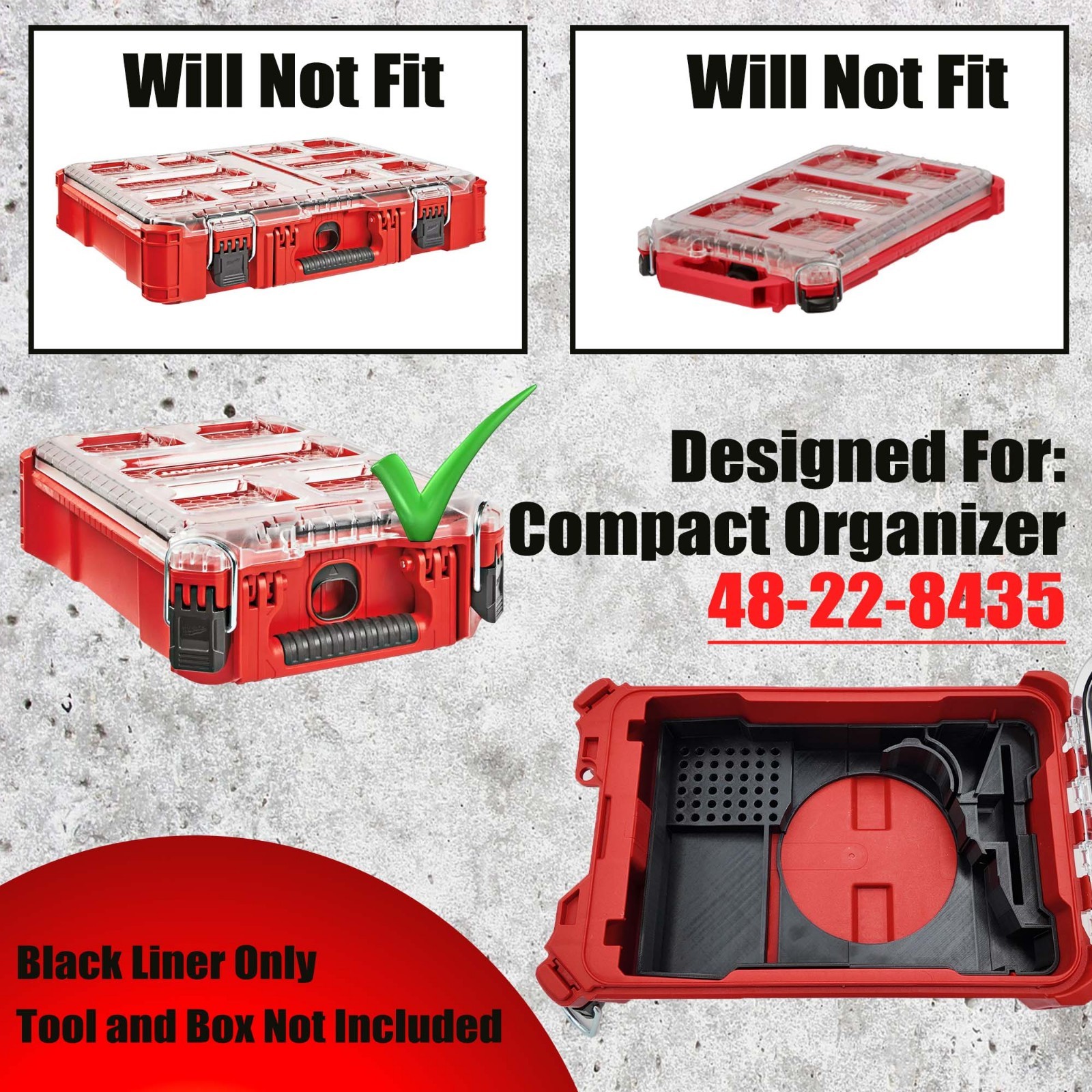M18 Router Organizer for Milwaukee Compact Packout insert 2723-20