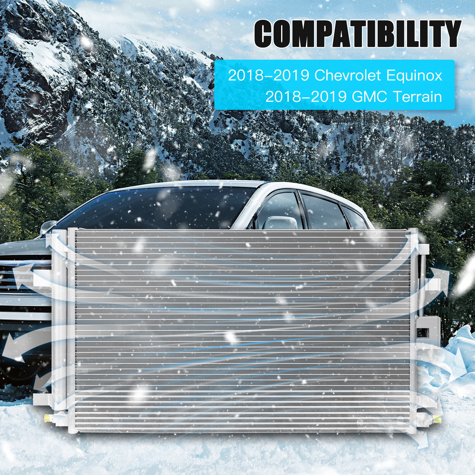 AC Condenser Unit for 2018-2019 Chevrolet Equinox GMC Terrain Aluminum Core