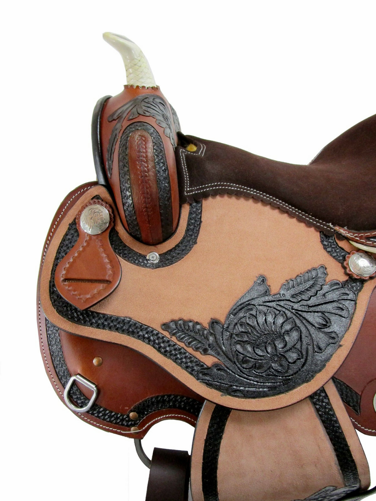 GAITED HORSE WESTERN SADDLE 16 15 PLEASURE TRAIL FLORAL TOOLED LEATHER TACK SET