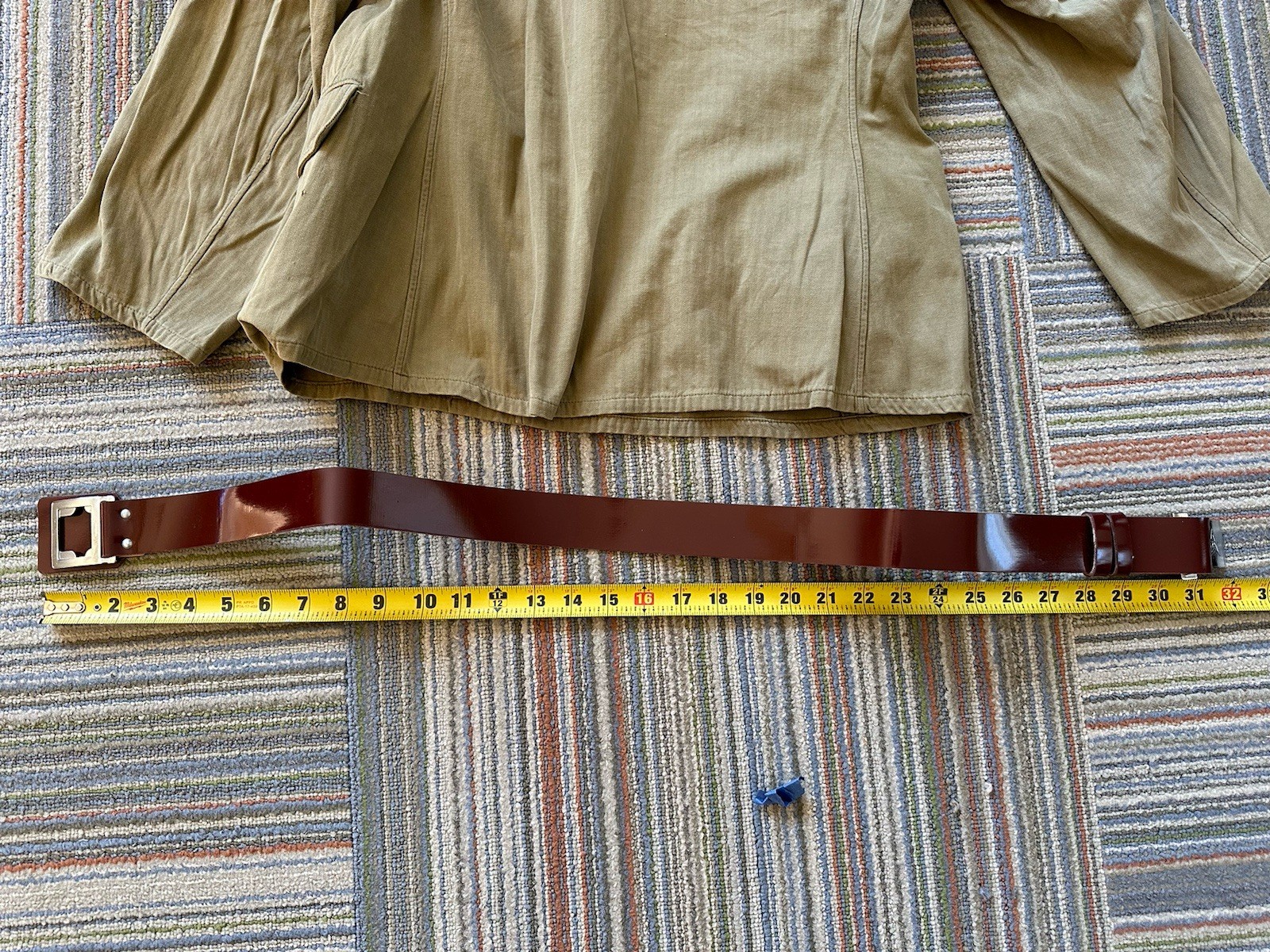 Rare 1950’s Chinese Army Type 58 Uniform HBT Tunic Lot With Belt And Pin /Patch