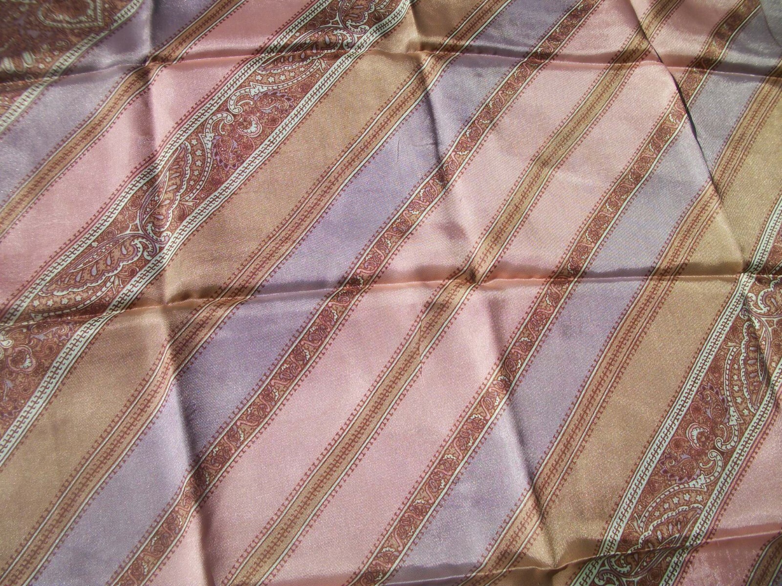 Vintage Scarf Printed Shades of Mauve Lavender Tan SC67