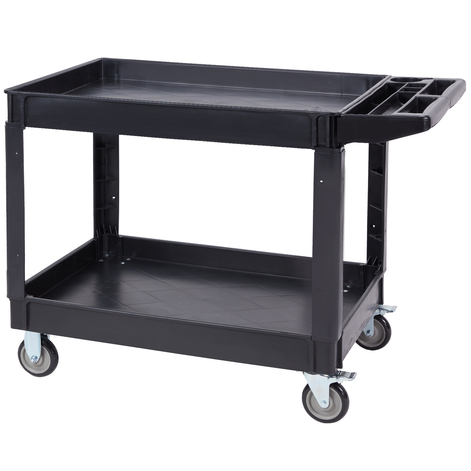 VEVOR Utility Service Cart 2 Shelf 550LBS 360° Swivel Wheels (2 with Brakes)