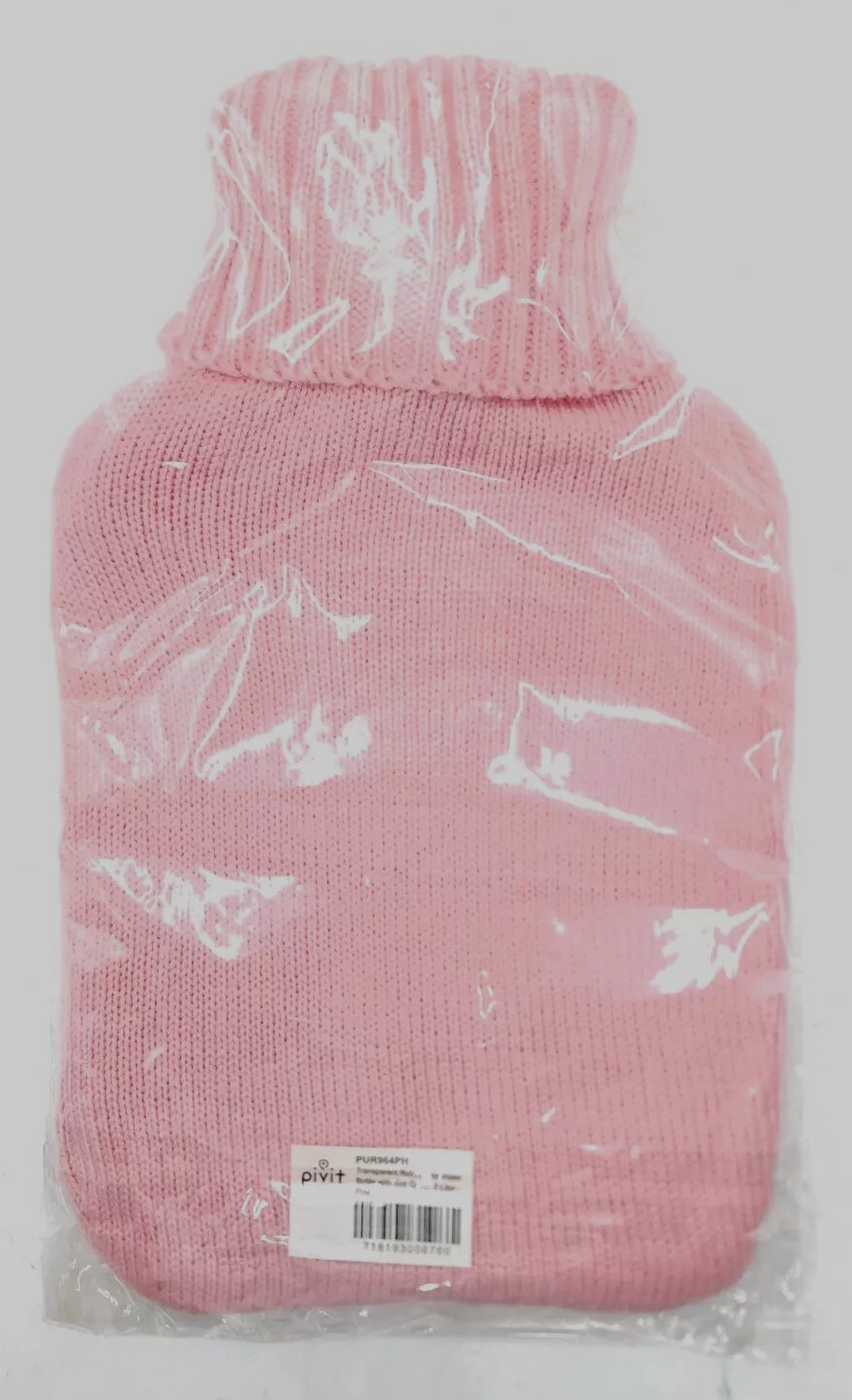 2L/2 Liter Pink Transparent Rubber Hot Water Bag/Bottle w/ Knit Sweater Cover