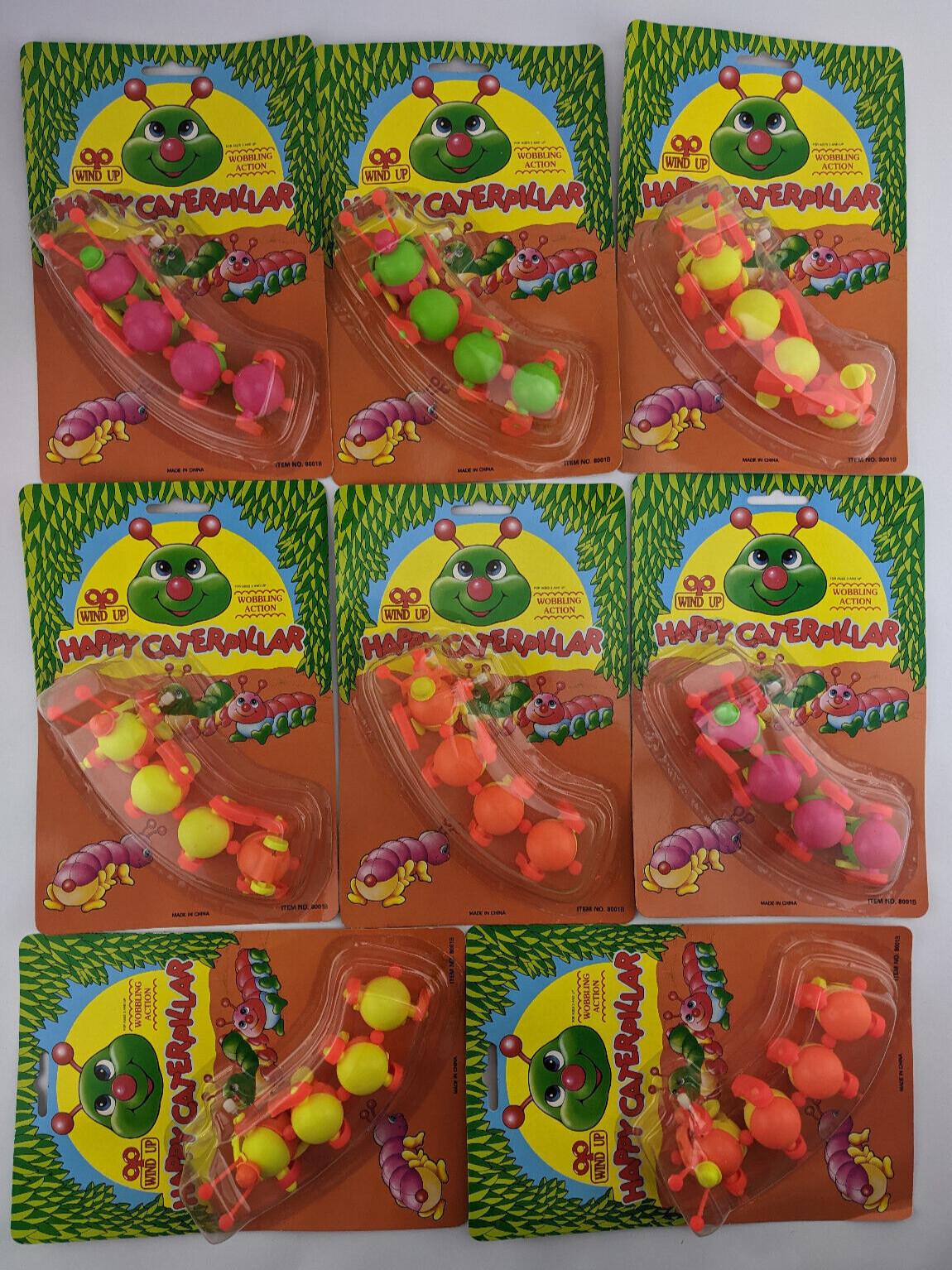 Lot of 8 - Wind Up Happy Caterpillar with Wobbling Action - Child Toy