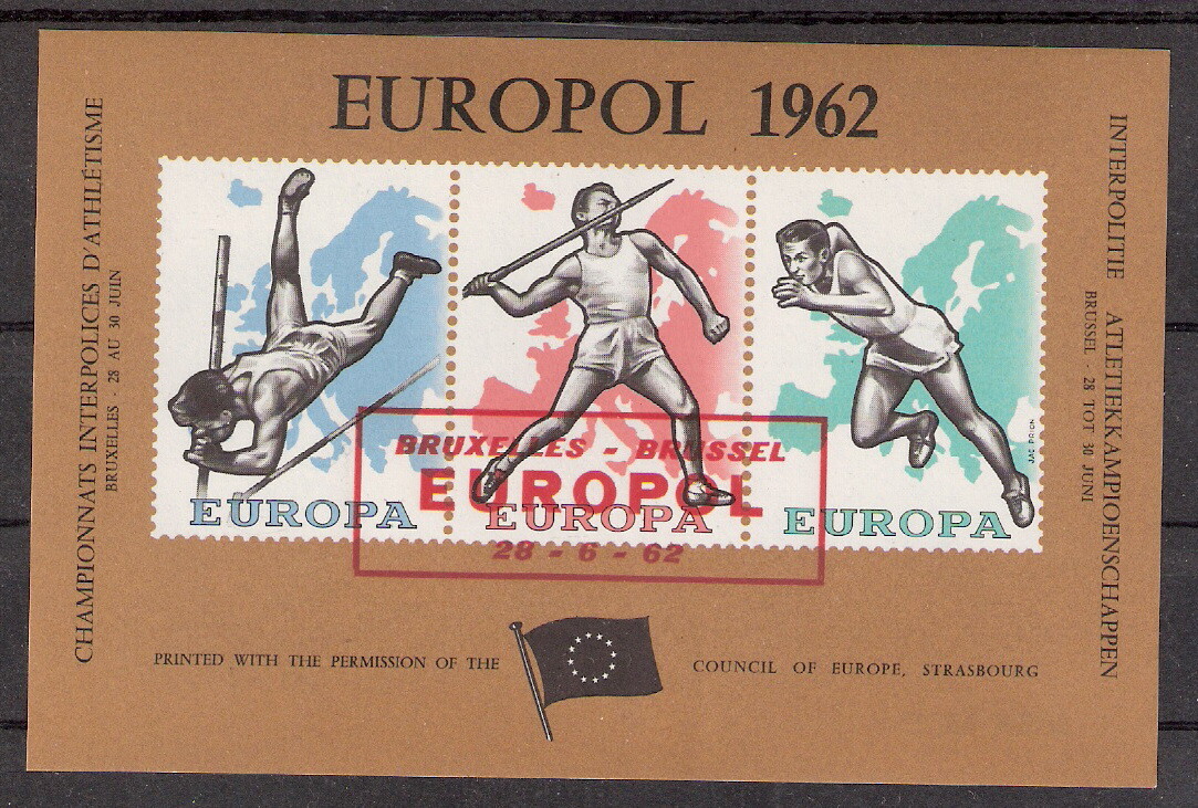 Belgium 1962 EUROPOL Interpolice Athletic Championship Souvenir Sht CTO Private