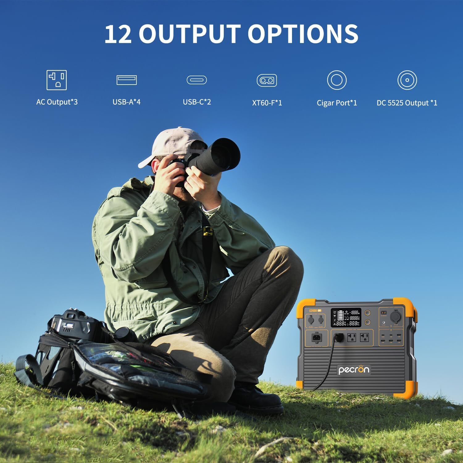 E2400LFP Pecron Portable Power Station 2048Wh 2400W Solar Generator Refurbished