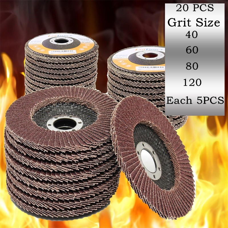 40 60 80 120 Grit 4.5x7/8" 4 1/2" Aluminum Angle Grinder Flap Disc Sanding Wheel