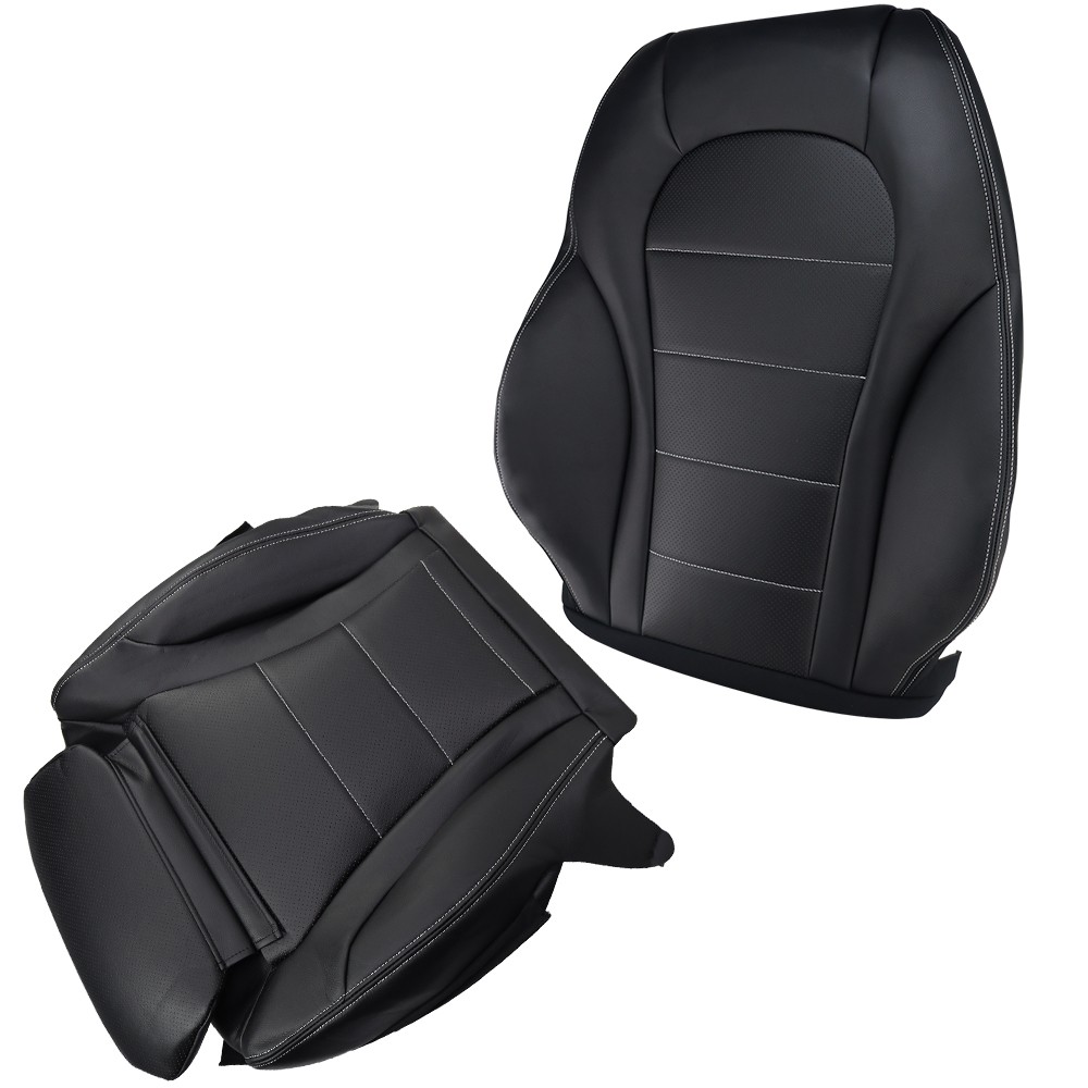 Replacement Driver Bottom & Top Seat Cover Fits 15-21 Mercedes C300 GLC300 Black