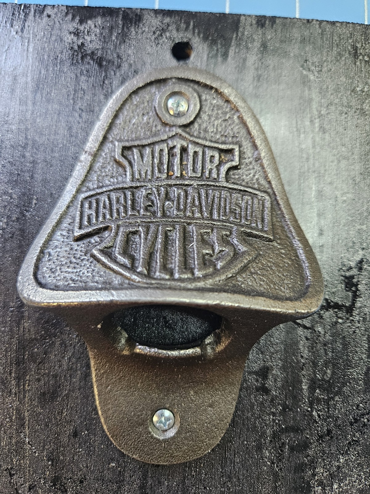 Harley Davidson Wooden Sign Bottle Opener Man Cave Garage Decor NEW