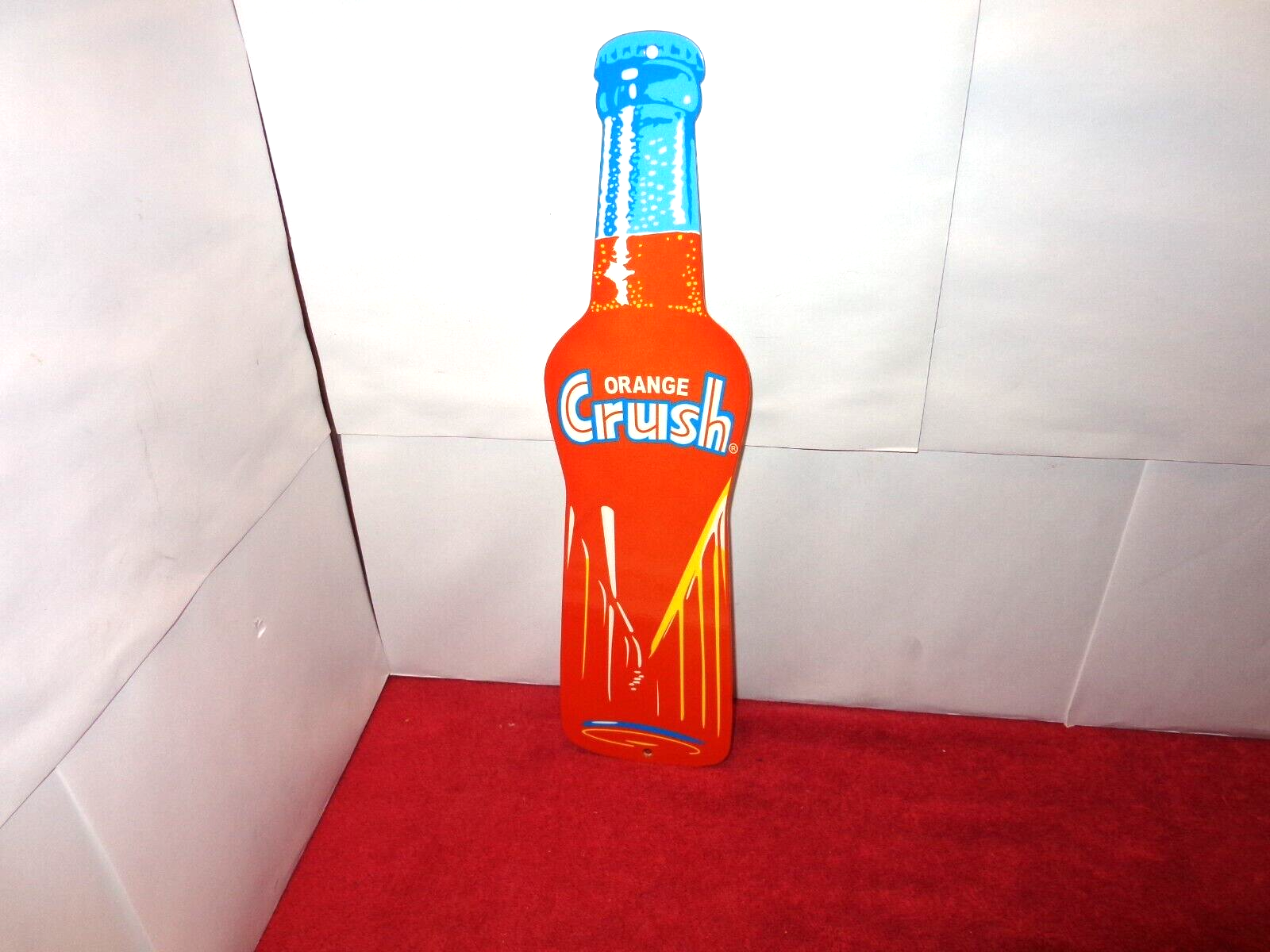 3 3/4 x 15 in ORANGE CRUSH SODA POP ADVERTISING SIGN HEAVY DIE CUT METAL #Z 286