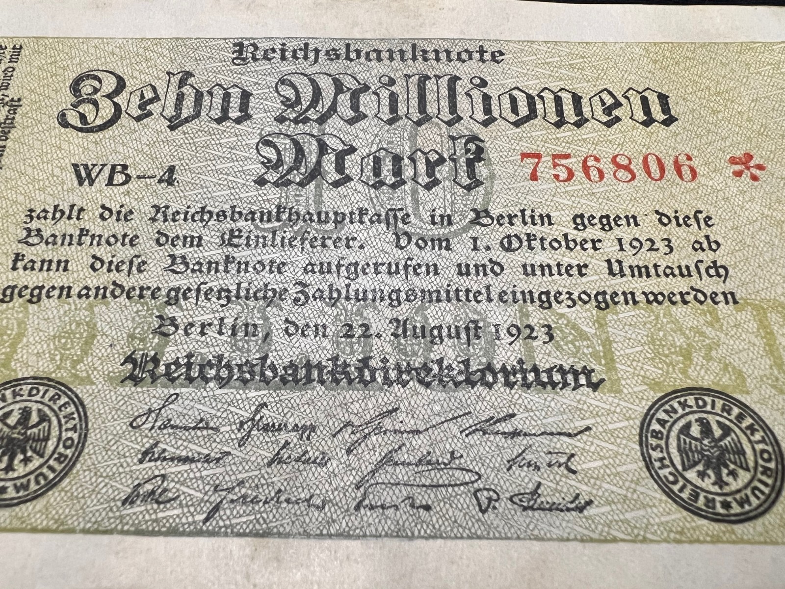 2x 1923 Germany 10 Million Mark Berlin WWI Pre WWII Banknote Paper Money Kaiser