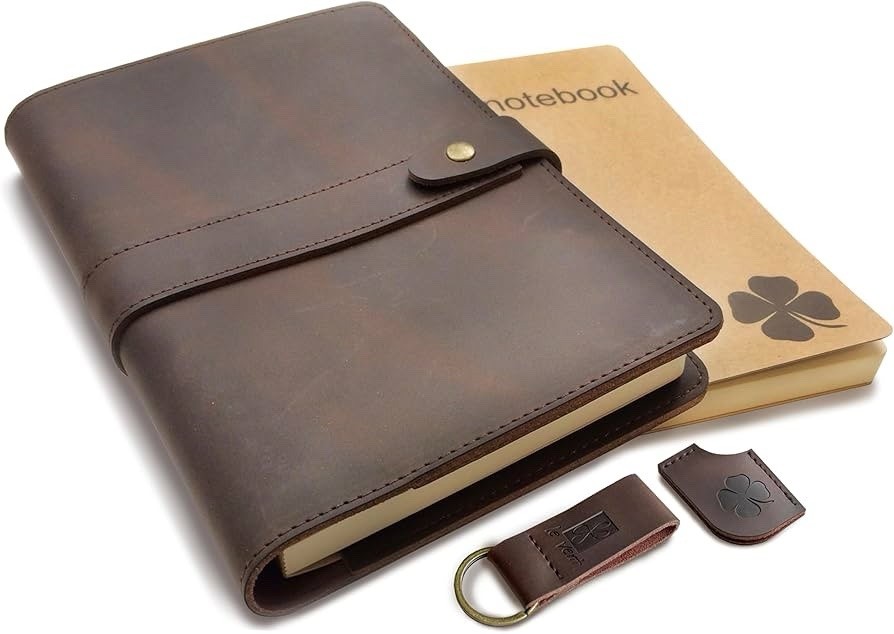 Refillable Genuine Leather Journal for Women & Men 5x8 Notebook for Work, Sketch