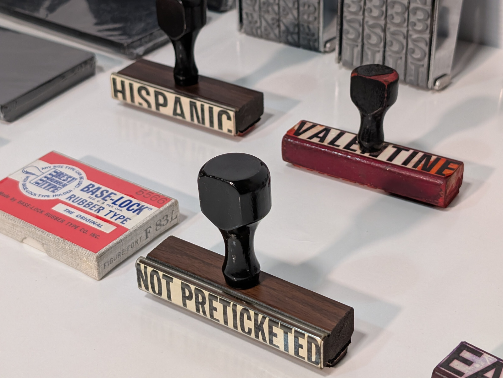 Lot of 25: Assorted Commercial, Retail, Stamps, Stamp Pads, Band, Type Font