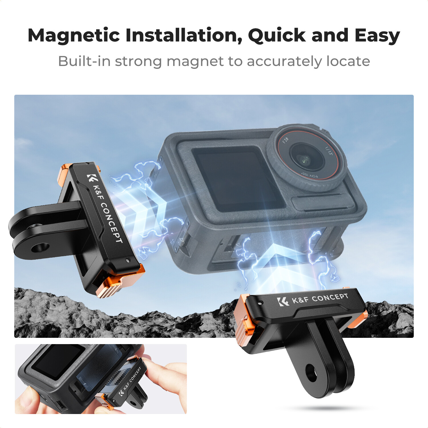 K&F Concept 2x Magnetic Quick Release Adapter Mount fr DJI Osmo Action 5 Pro 4 3