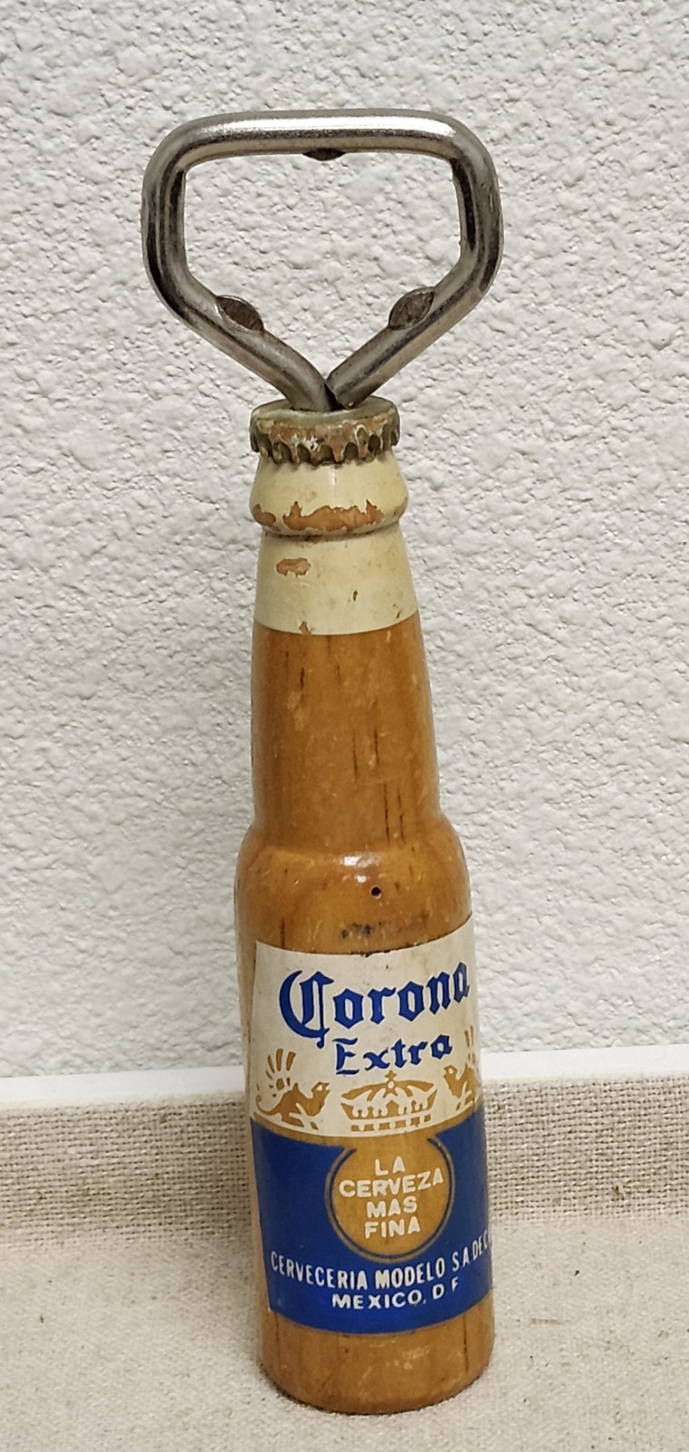 Vintage Corona Extra Beer Wood & Metal Bottle Opener 6.5”