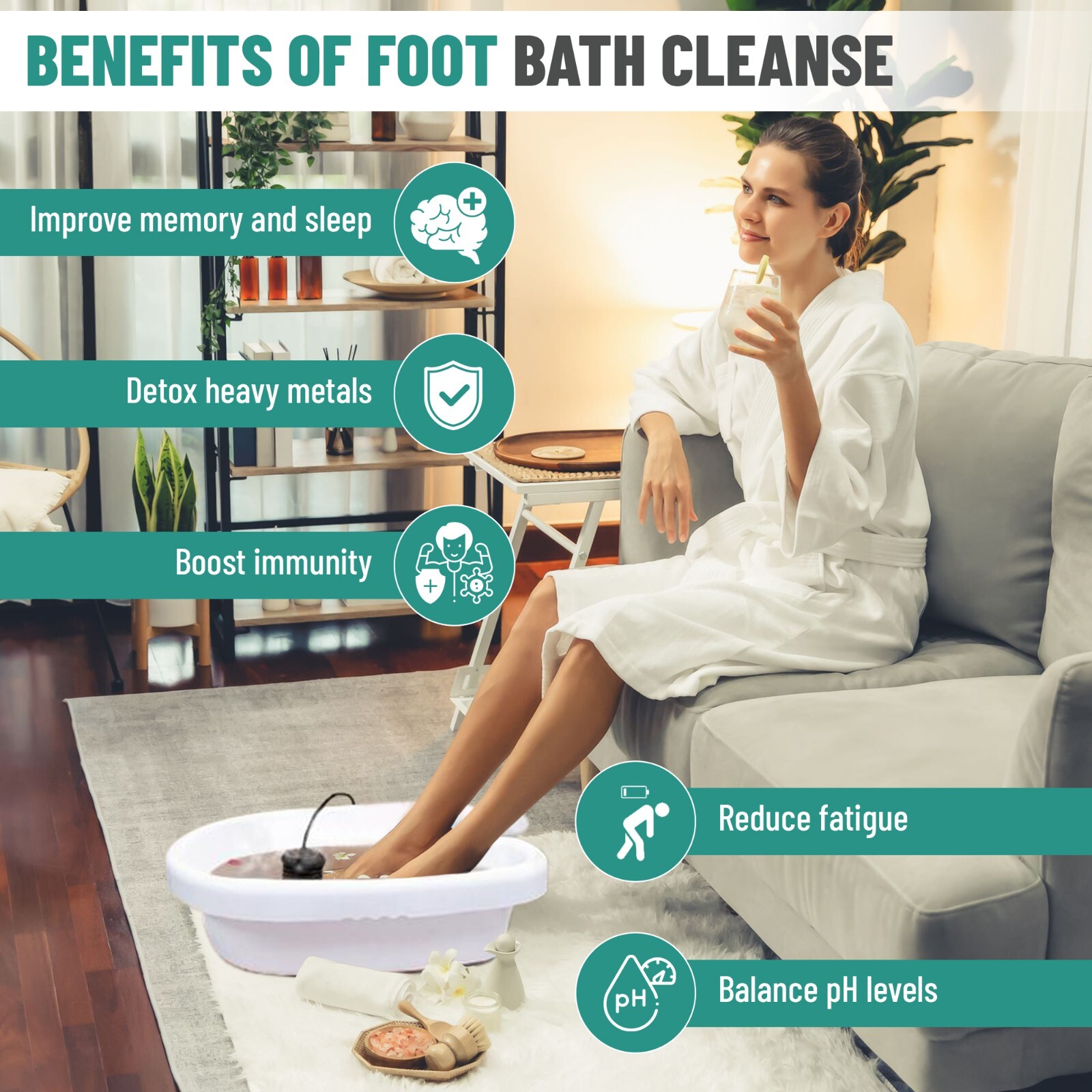 Ionic Detox Foot Bath Cleanse Spa Ion Kit Machine W/Tub Basin Array For Home