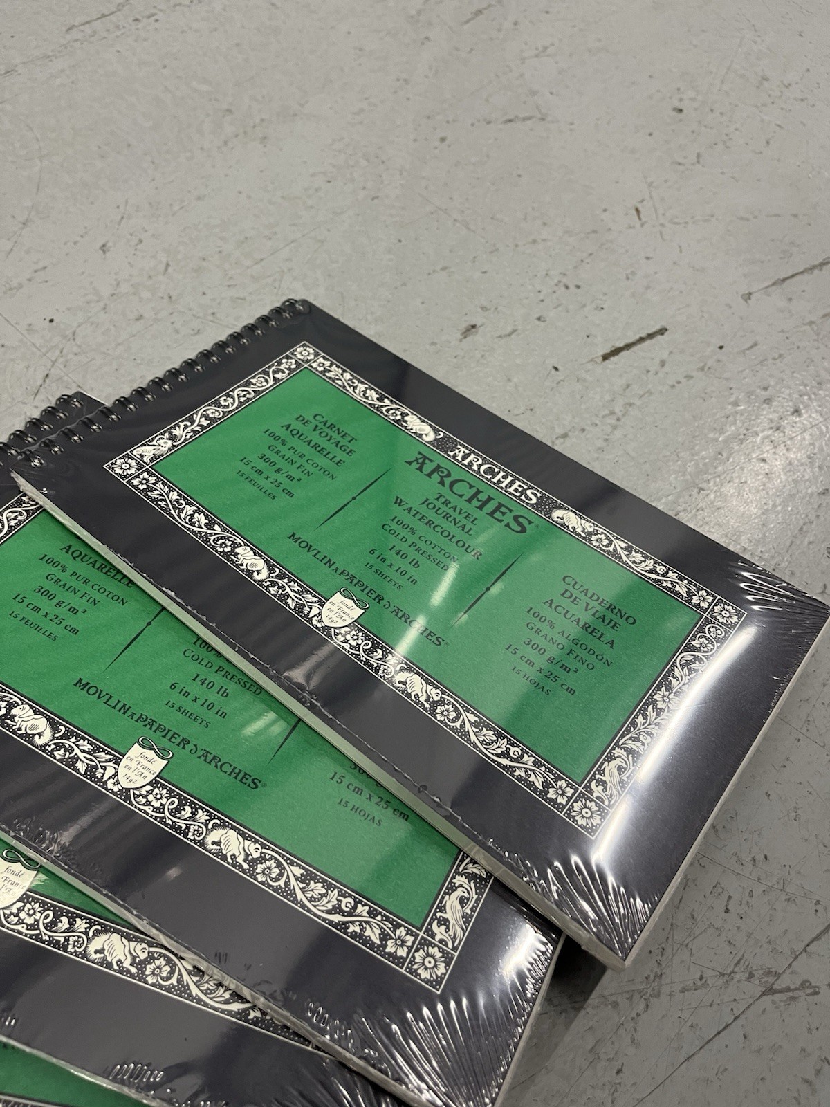 Lot Of 4 Arches Watercolor Travel Journal 6x10 100% Cotton Cold Pressed Paper